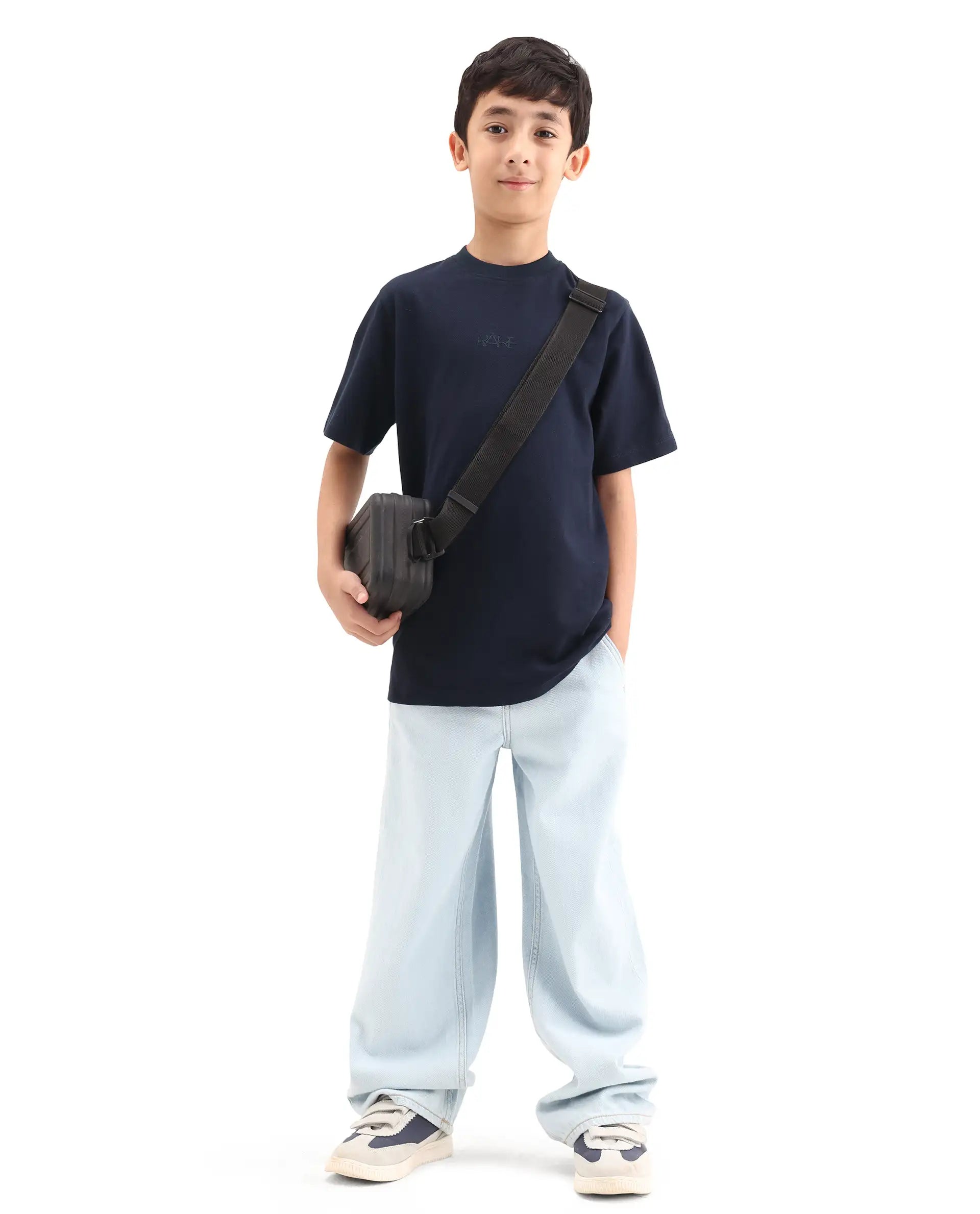 Rare Ones Kids Heros Navy Cotton Blend Fabric Pull-On Closure Hd Print Regular Fit T-Shirt