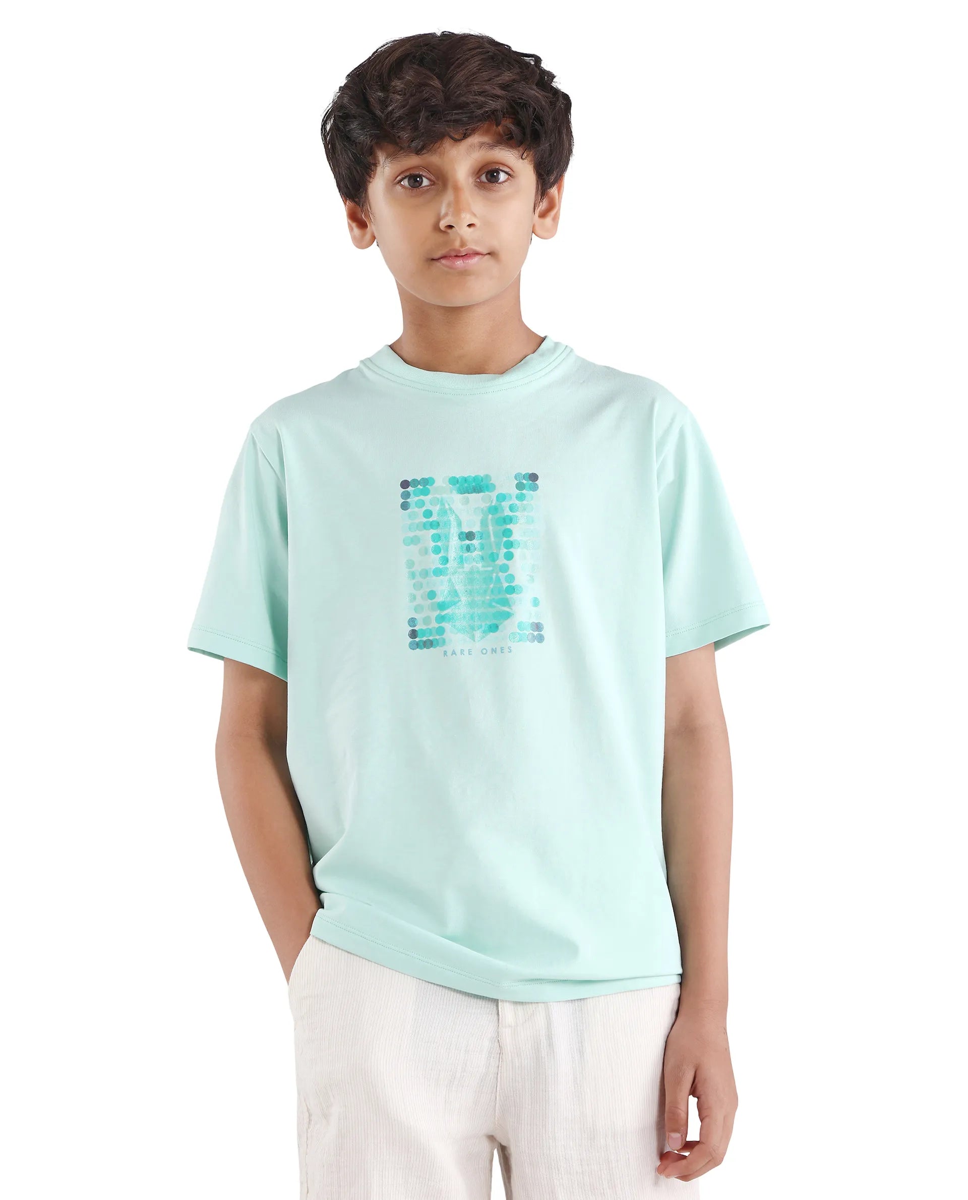 Rare Ones Kids Icy-K Pastel Blue Cotton Blend Pull-On Closure Hd Print Regular Fit T-Shirt