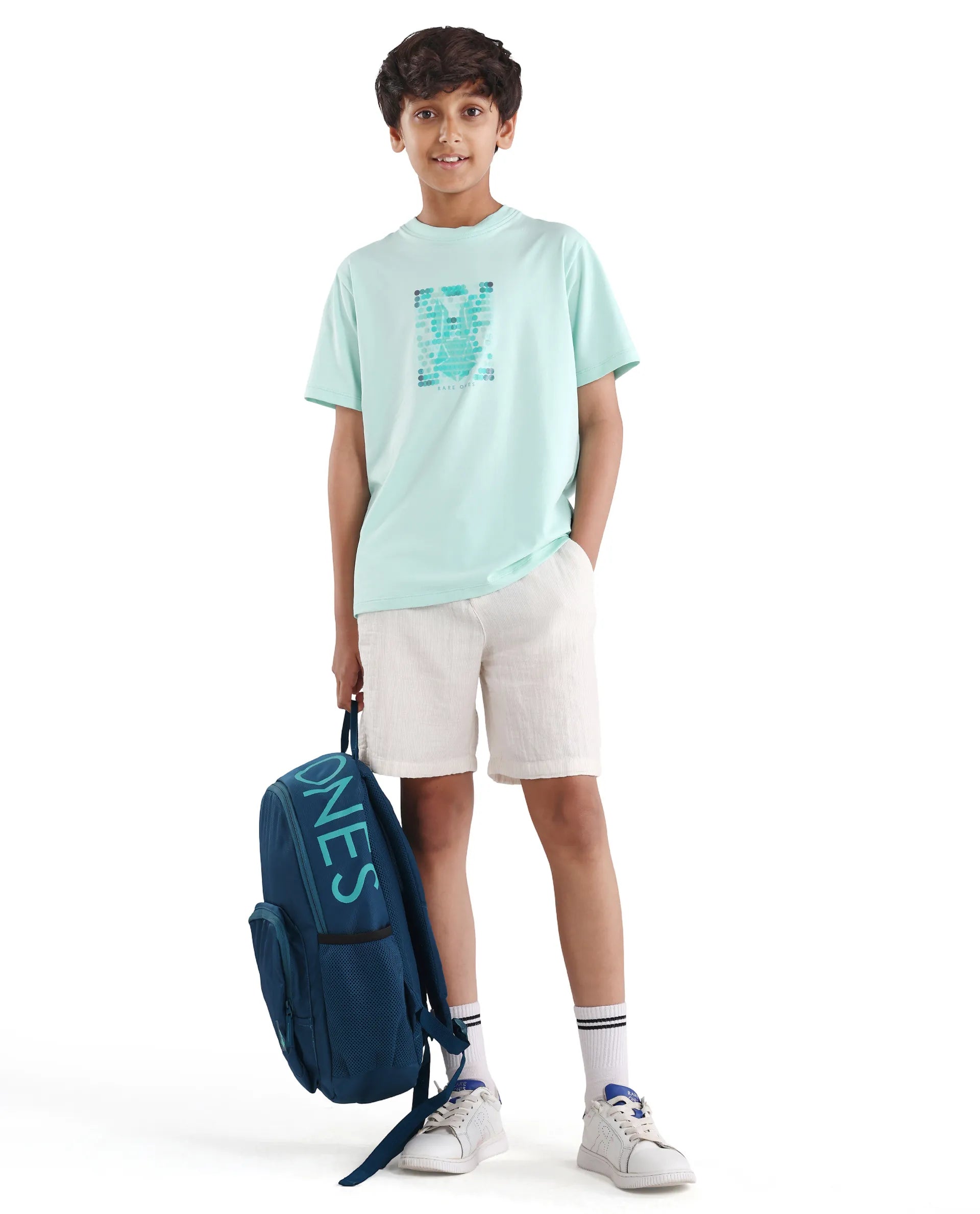 Rare Ones Kids Icy-K Pastel Blue Cotton Blend Pull-On Closure Hd Print Regular Fit T-Shirt