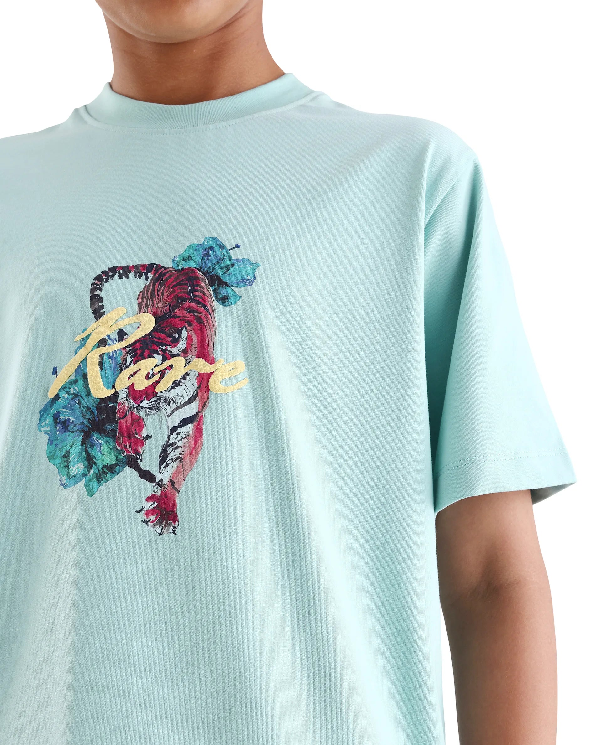 Rare Ones Kids Rige-K Dusky Blue Cotton Blend Fabric Pull-On Closure Digital Print Regular Fit T-Shirt
