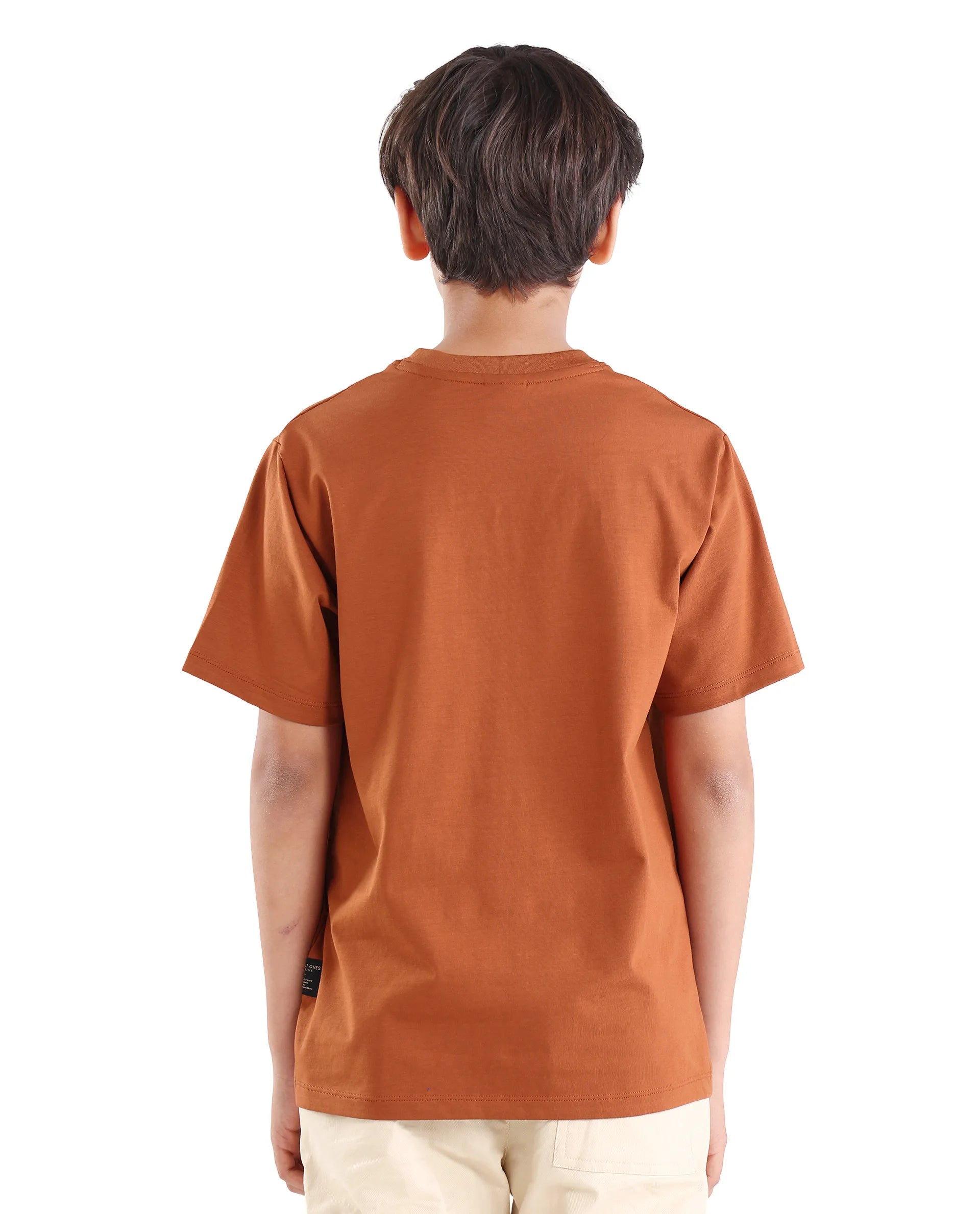 Rare Ones Kids Via-K Brown Cotton Blend Pull-On Closure Regular Fit T-Shirt