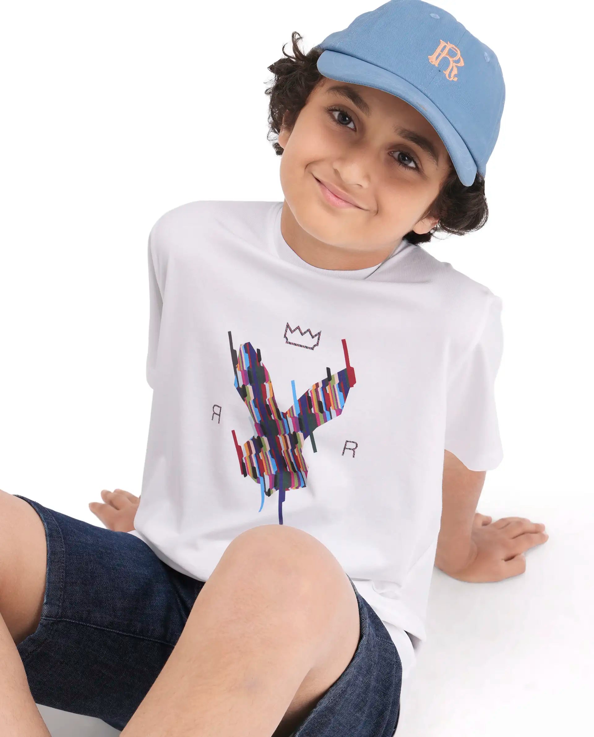 Rare Ones Kids Ure-K Off White Cotton Blend Fabric Pull-On Closure Hd Print Regular Fit T-Shirt