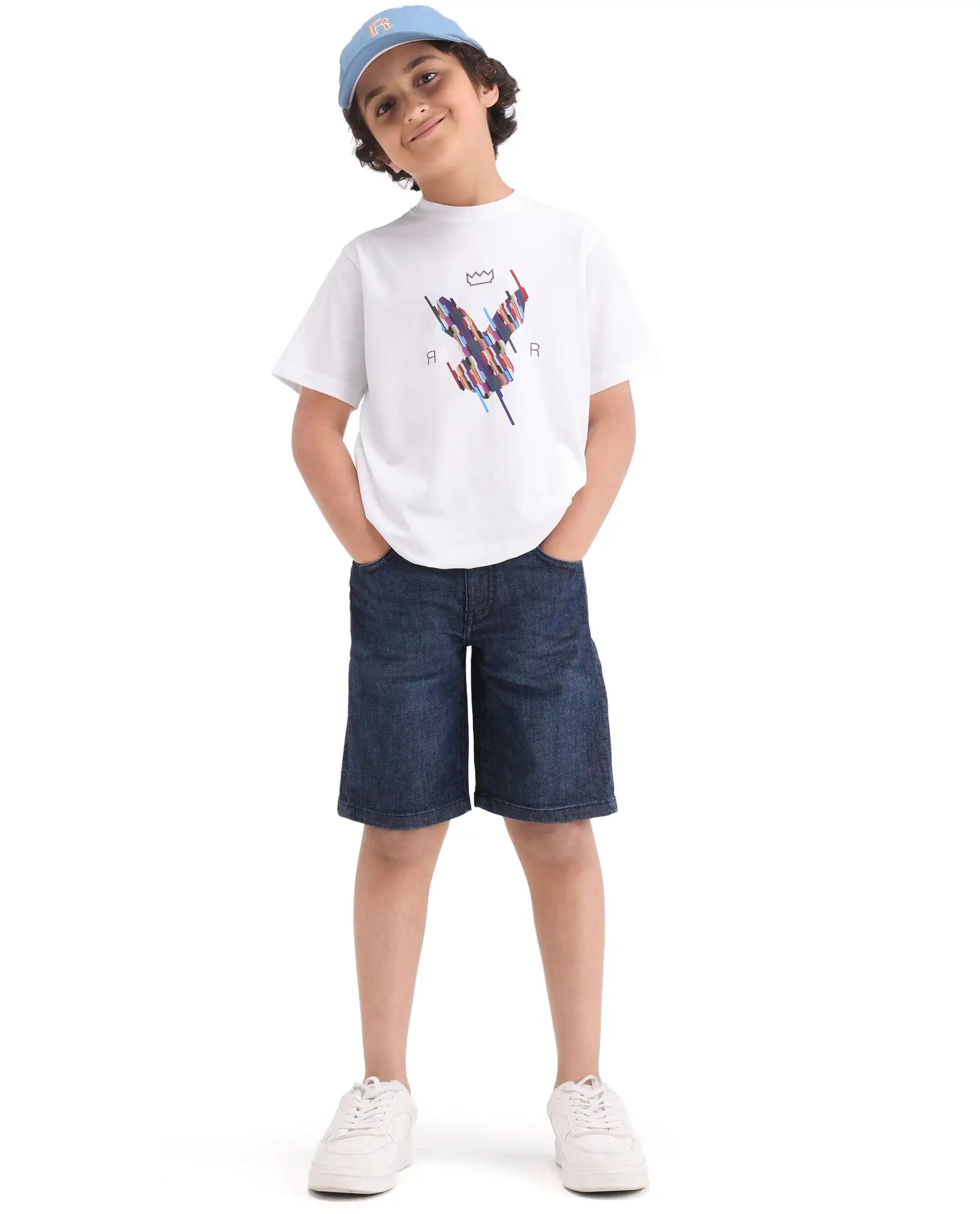 Rare Ones Kids Ure-K Off White Cotton Blend Fabric Pull-On Closure Hd Print Regular Fit T-Shirt