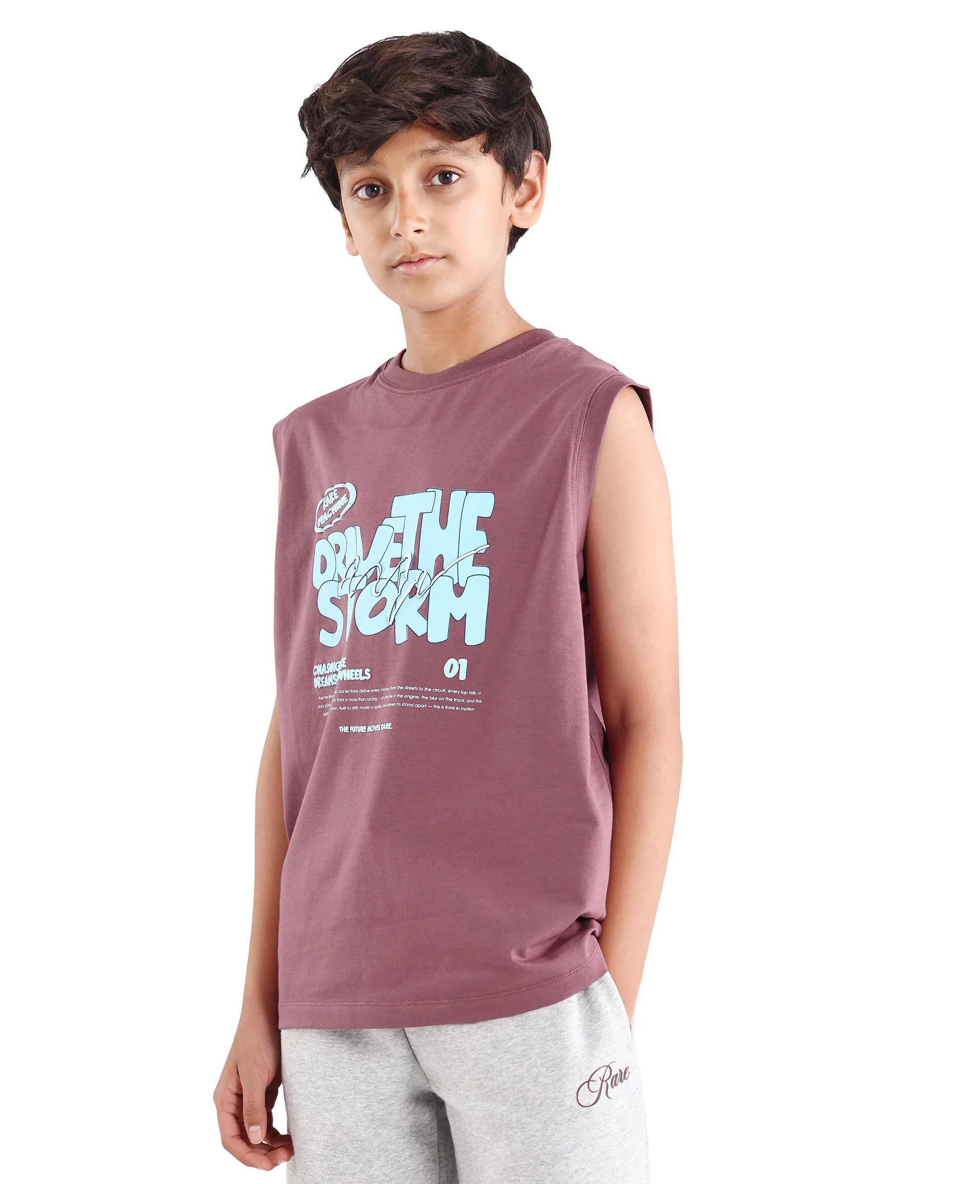 Rare Ones Kids Aloha Dusky Pink Cotton Blend Fabric Pull-On Closure Regular Fit T-Shirt