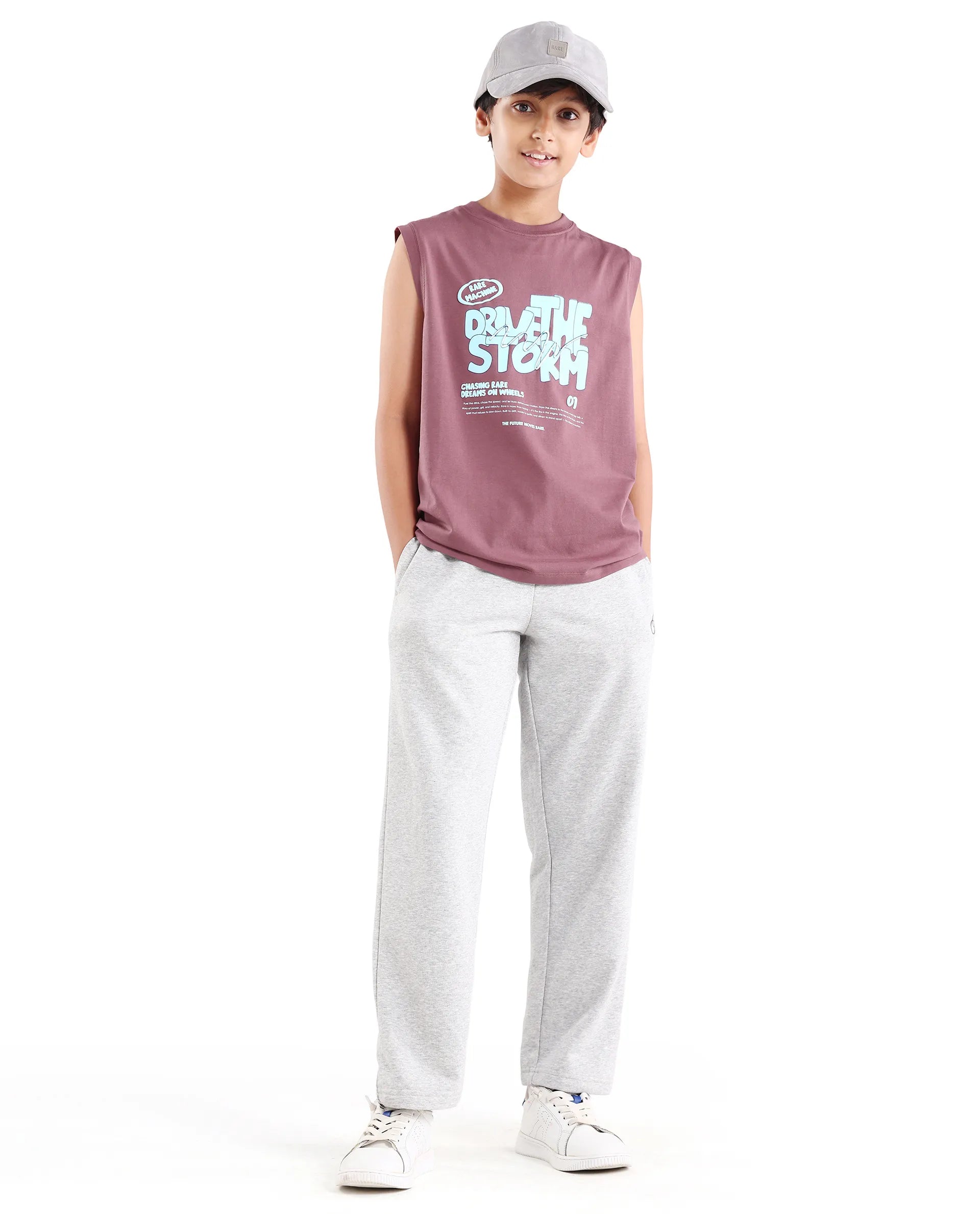 Rare Ones Kids Aloha Dusky Pink Cotton Blend Fabric Pull-On Closure Regular Fit T-Shirt