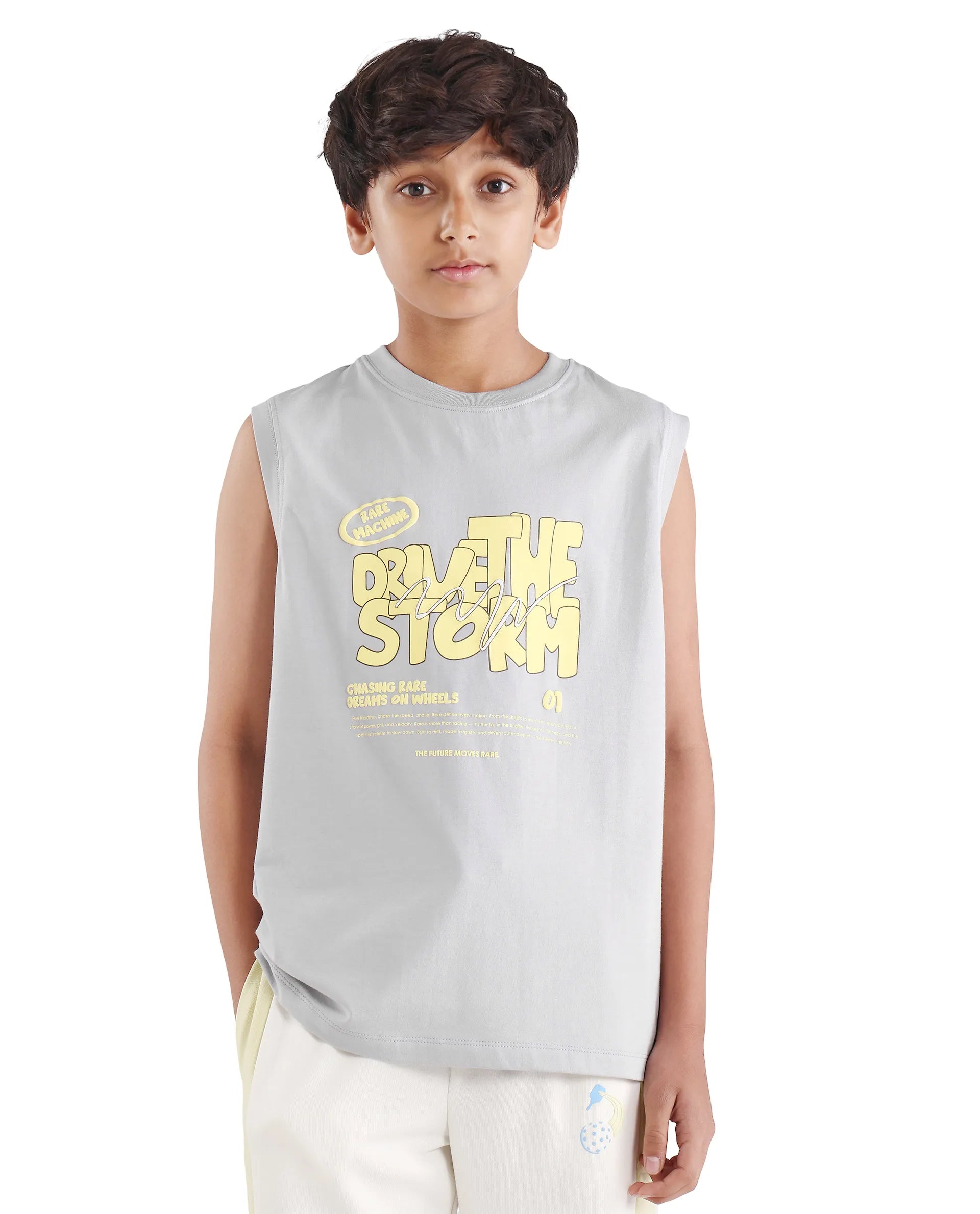 Rare Ones Kids Aloha Grey Cotton Blend Fabric Pull-On Closure Regular Fit T-Shirt