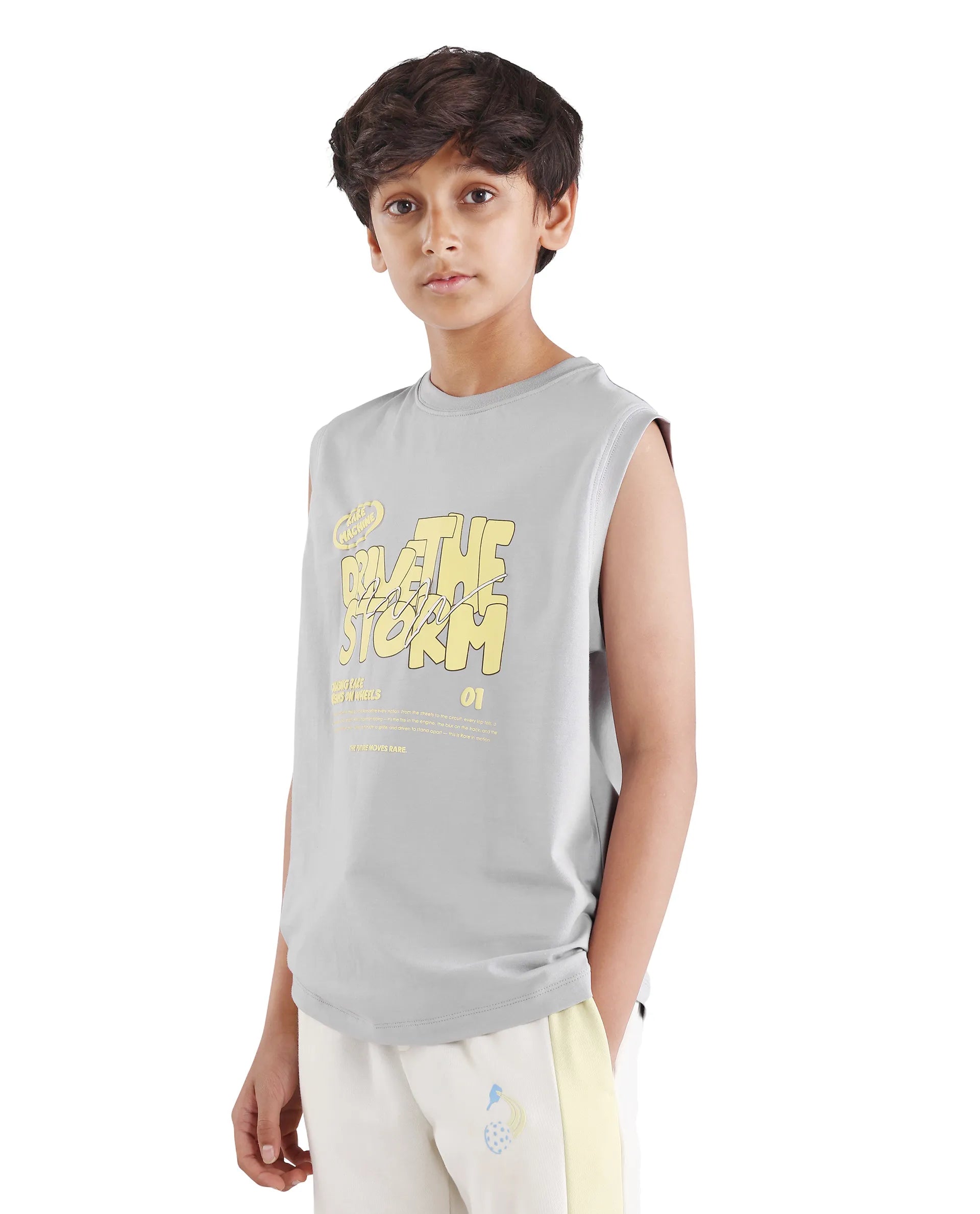 Rare Ones Kids Aloha Grey Cotton Blend Fabric Pull-On Closure Regular Fit T-Shirt