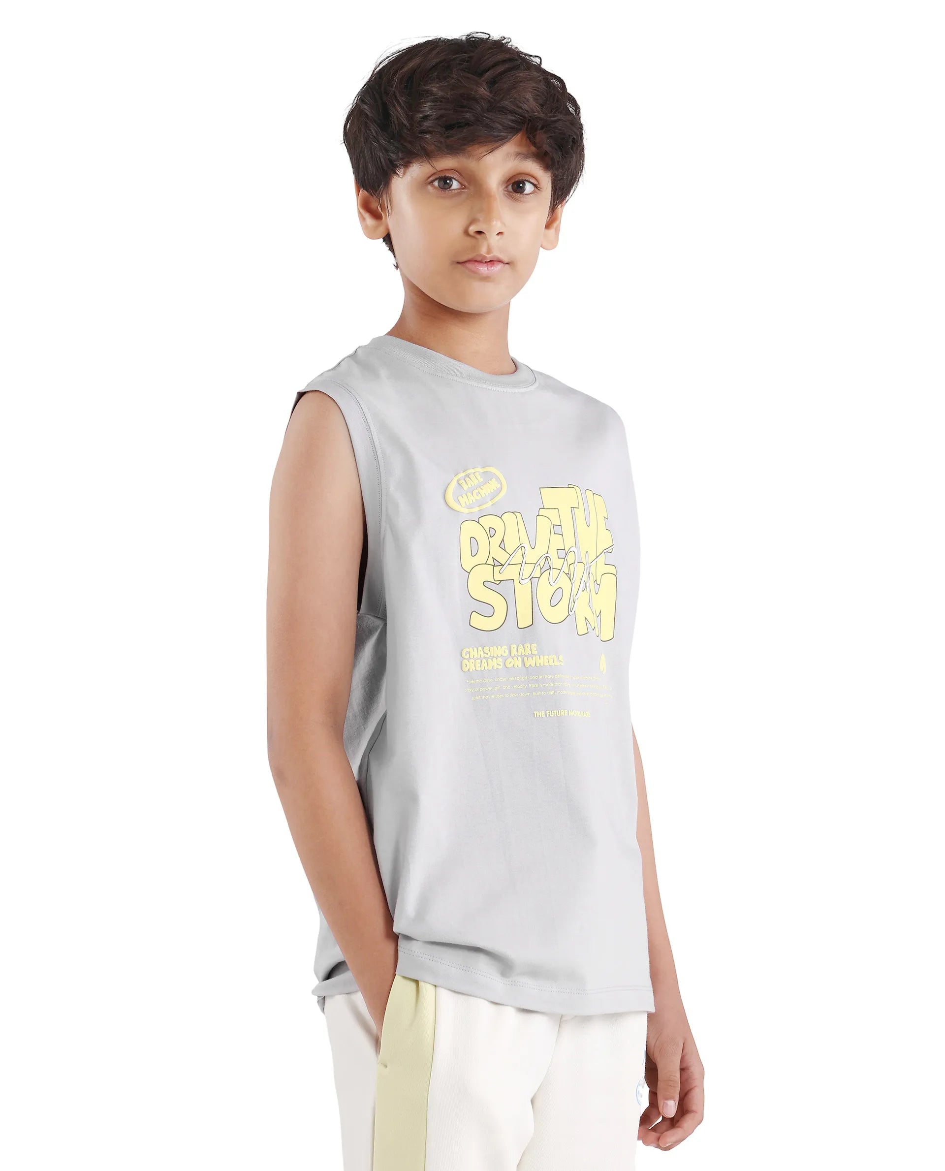 Rare Ones Kids Aloha Grey Cotton Blend Fabric Pull-On Closure Regular Fit T-Shirt