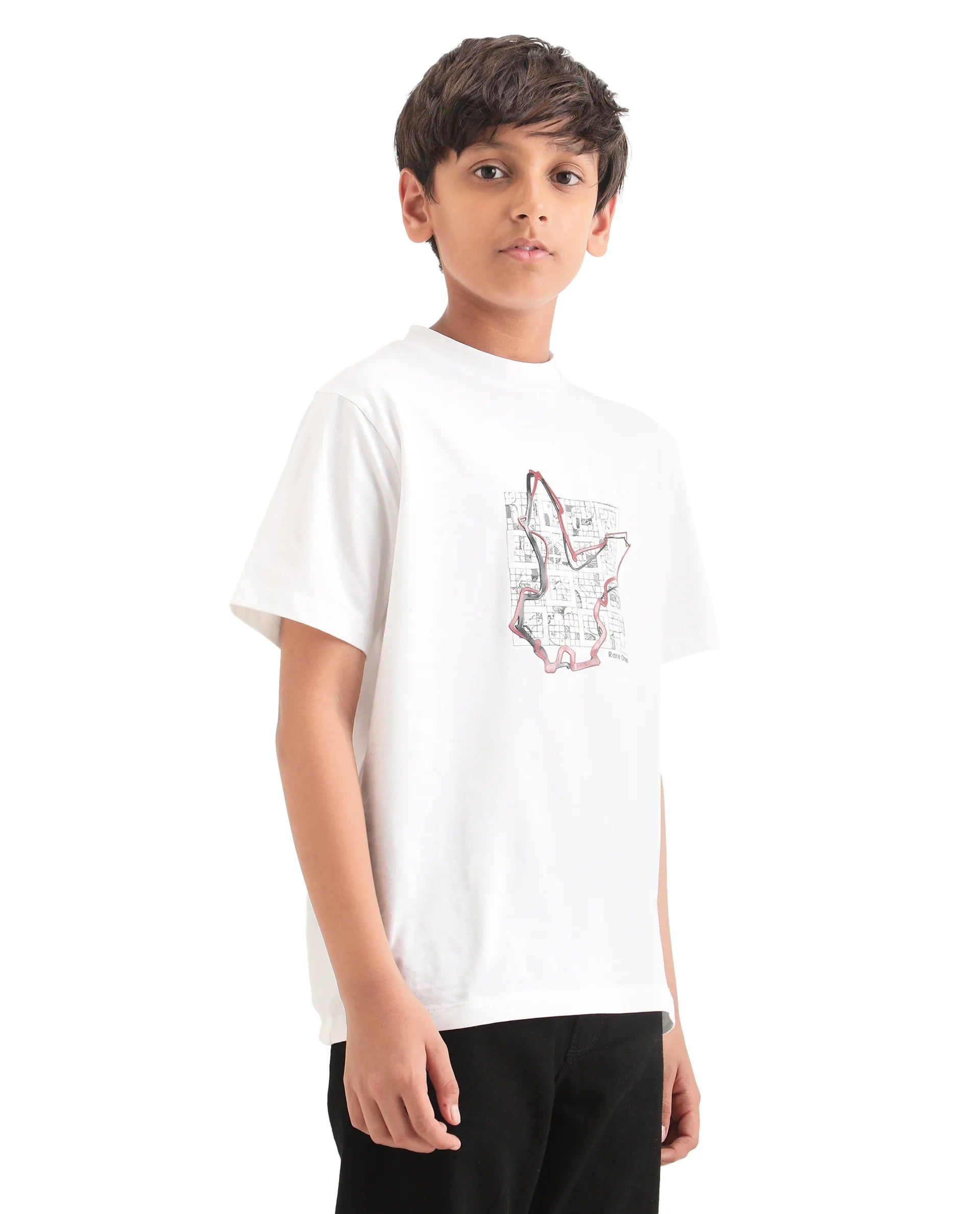 Rare Ones Kids Larry-K White Cotton Blend Fabric Pull-On Closure Regular Fit T-Shirt