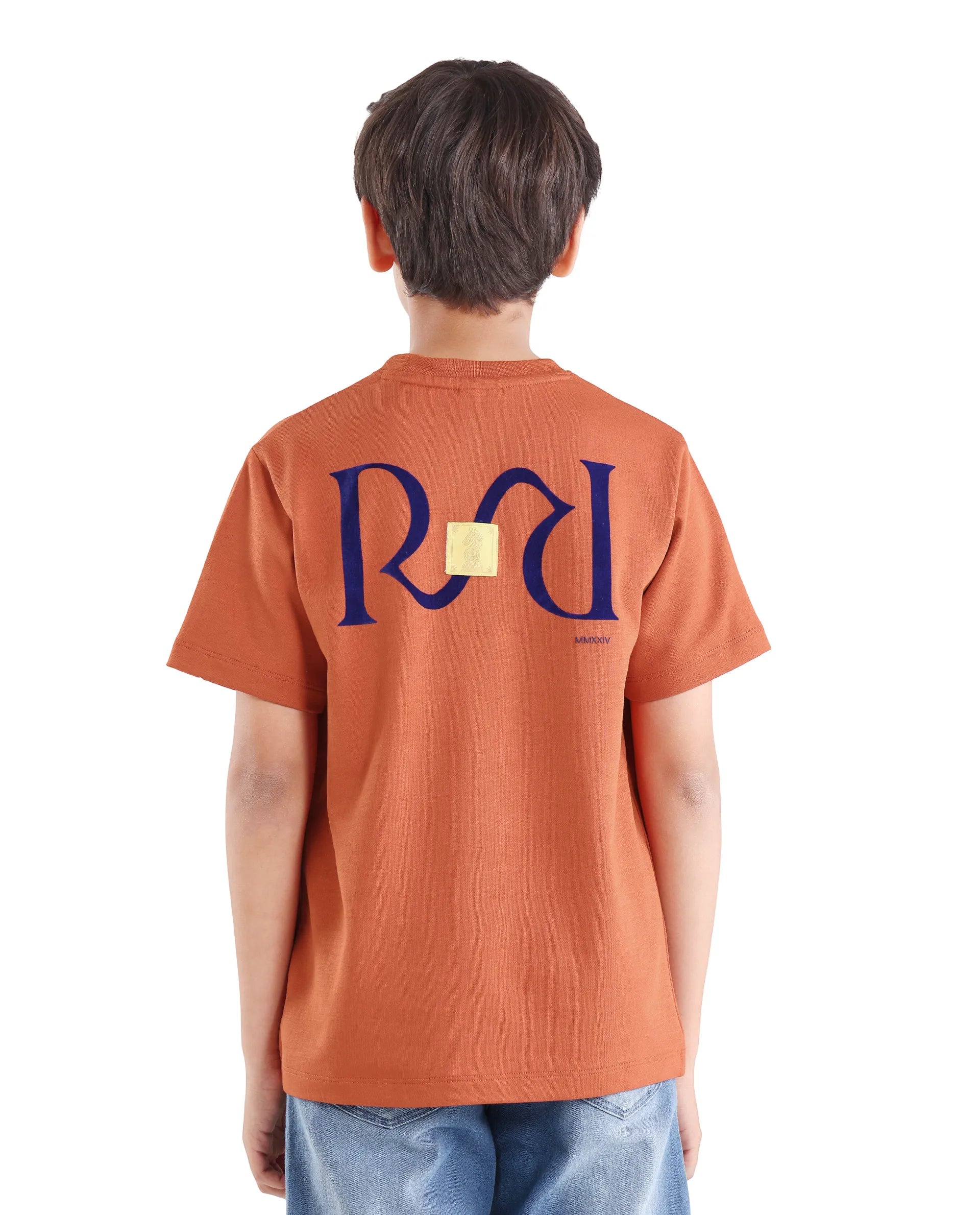Rare Ones Kids Feg-26 Rust Cotton Blend Pull-On Closure Flock Regular Fit T-Shirt
