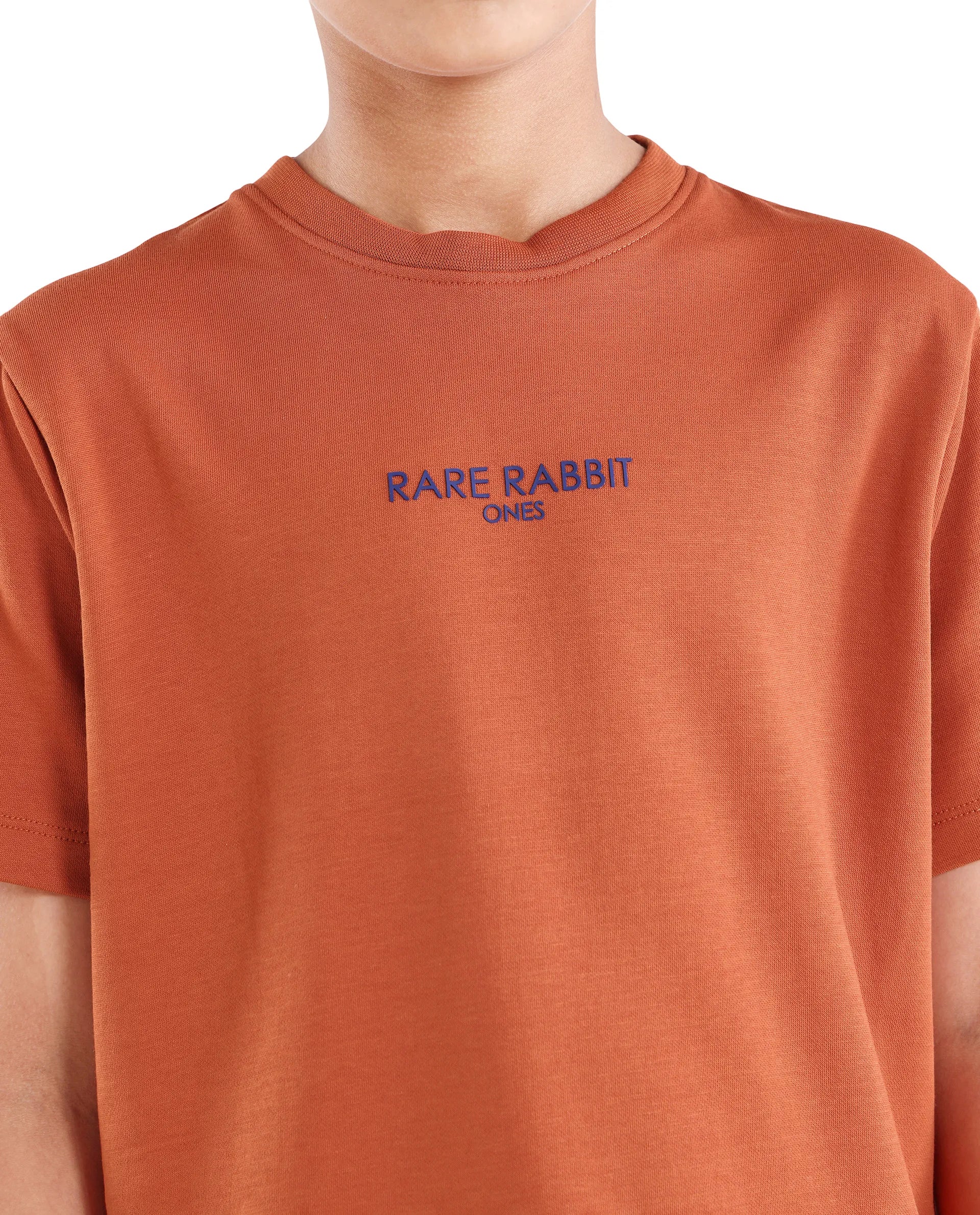 Rare Ones Kids Feg-26 Rust Cotton Blend Pull-On Closure Flock Regular Fit T-Shirt