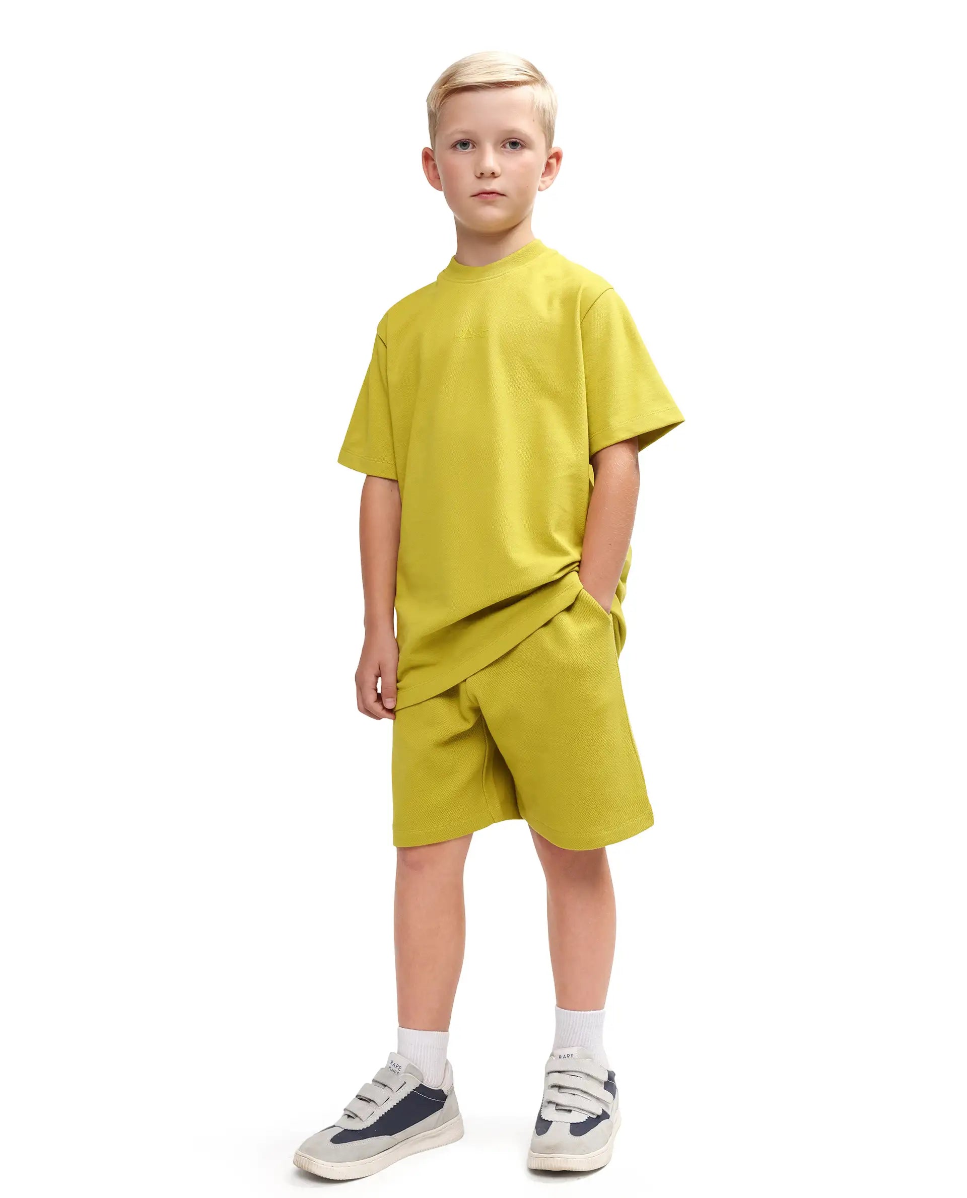 Rare Ones Kids Heros-B Fluorescent Yellow Polyester Blend Fabric Button And Zipper Closure Hd Print Regular Fit Shorts
