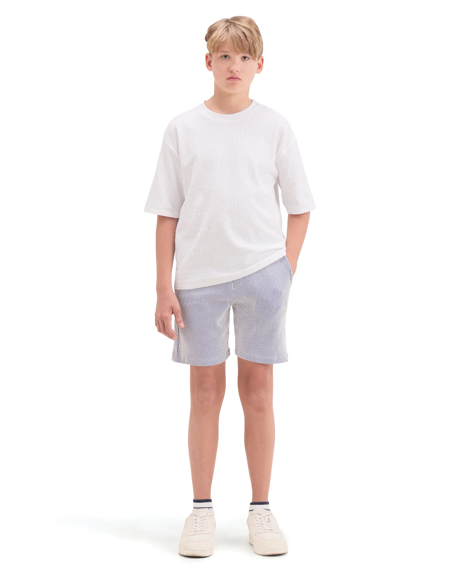 Rare Ones Kids John26-B Light Blue Cotton Blend Fabric Drawstring Closure Regular Fit Shorts