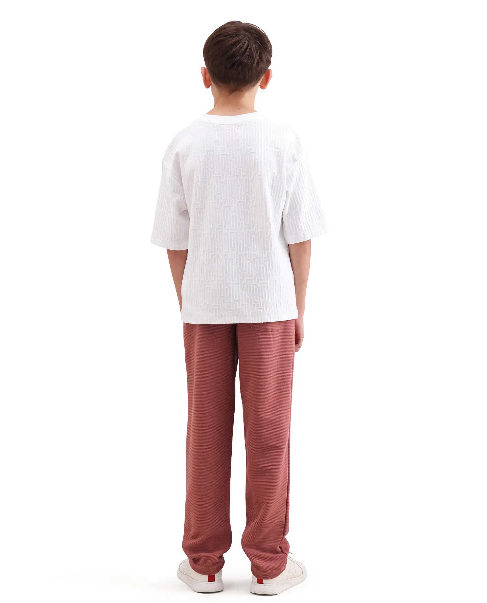 Rare Ones Kids Ned Dusky Red Cotton Blend Fabric Drawstring Closure Hd Print Straight Fit Track Pant