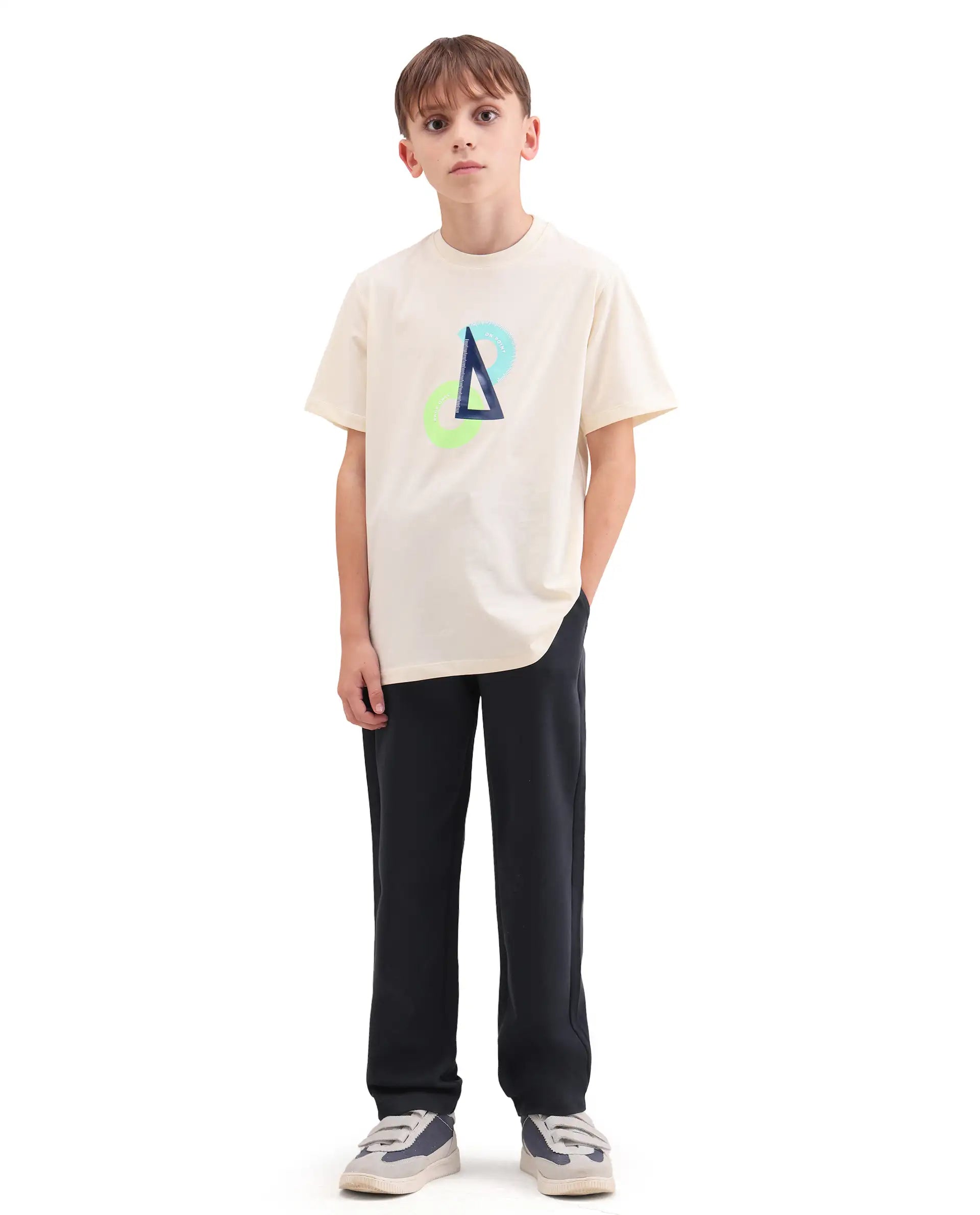 Rare Ones Kids Cory Navy Cotton Blend Fabric Drawstring Closure Straight Fit Track Pant