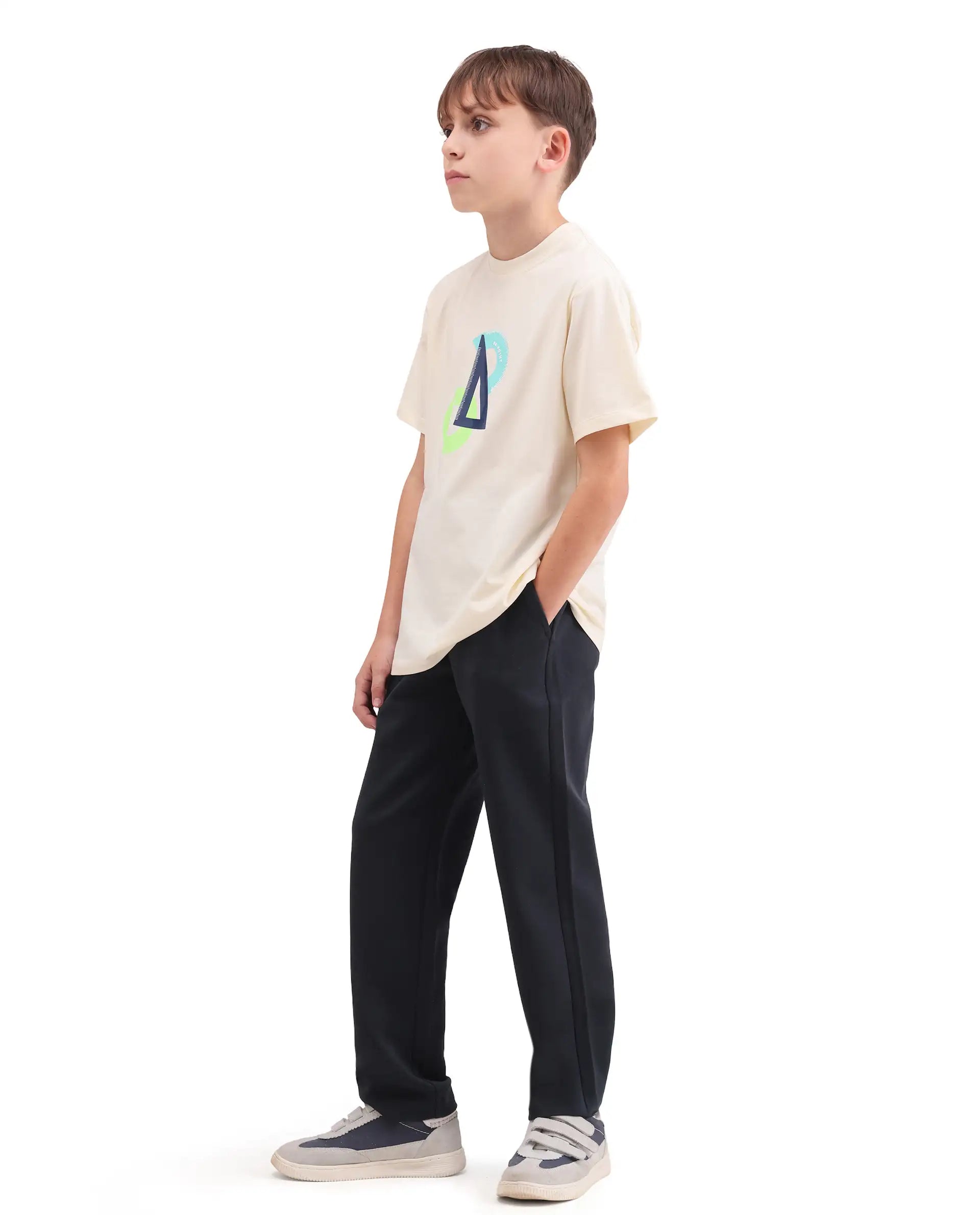 Rare Ones Kids Cory Navy Cotton Blend Fabric Drawstring Closure Straight Fit Track Pant