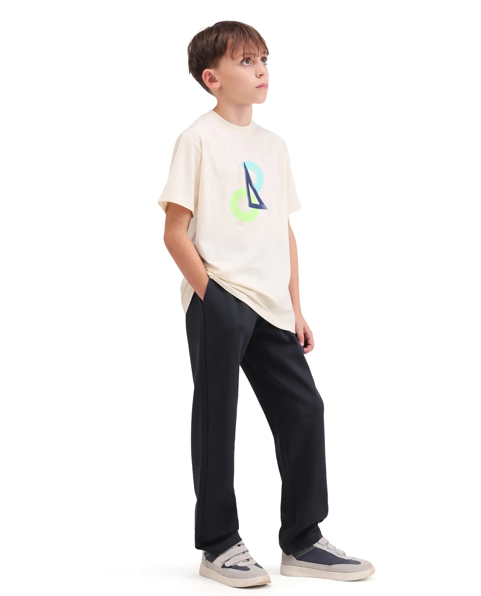 Rare Ones Kids Cory Navy Cotton Blend Fabric Drawstring Closure Straight Fit Track Pant