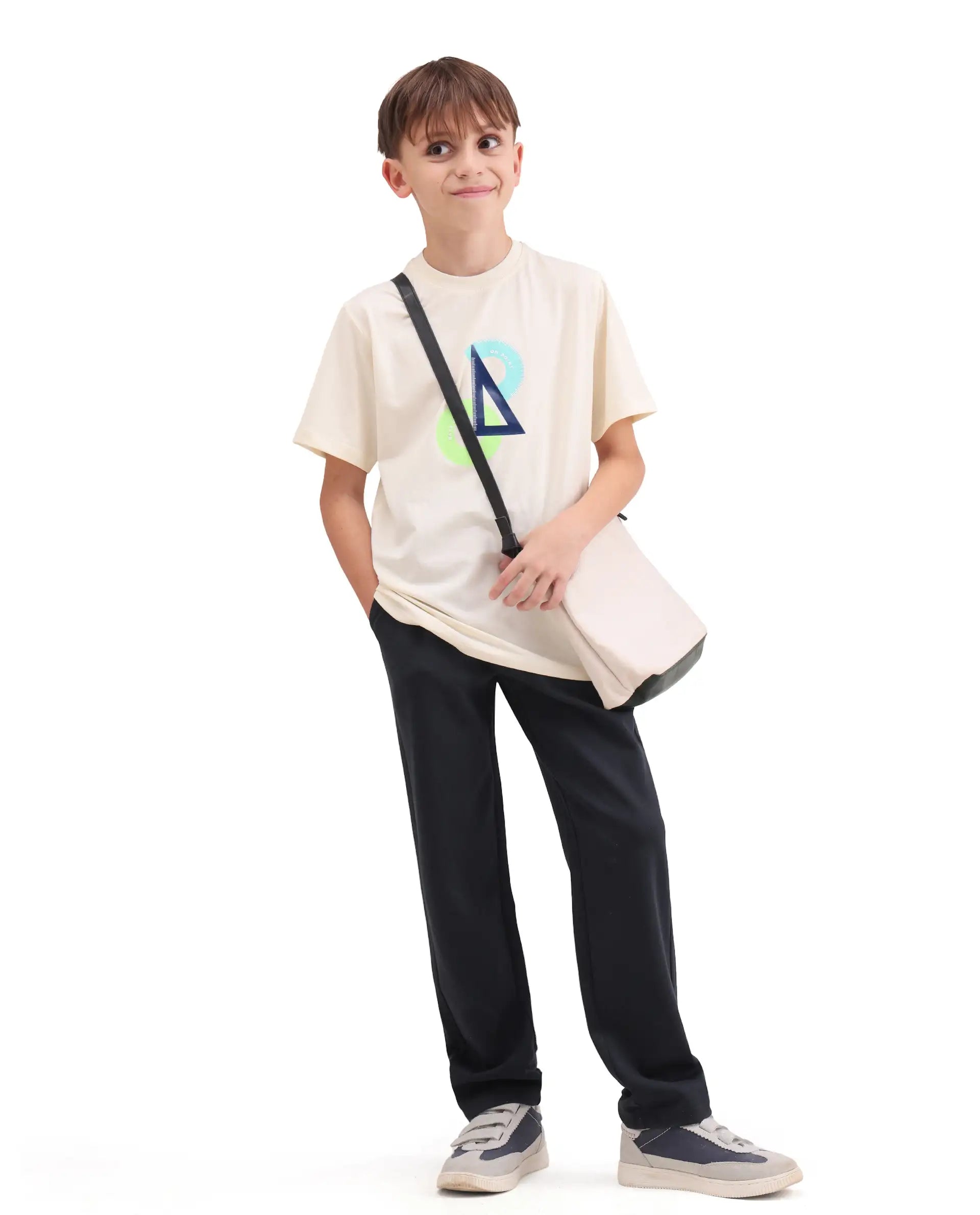 Rare Ones Kids Cory Navy Cotton Blend Fabric Drawstring Closure Straight Fit Track Pant