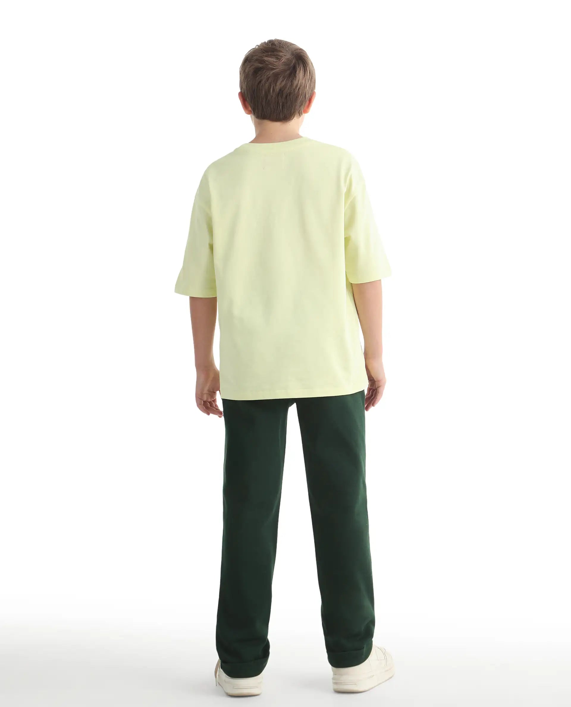 Rare Ones Kids Lofi Dark Green Cotton Fabric Button And Zipper Closure Straight Fit Trouser