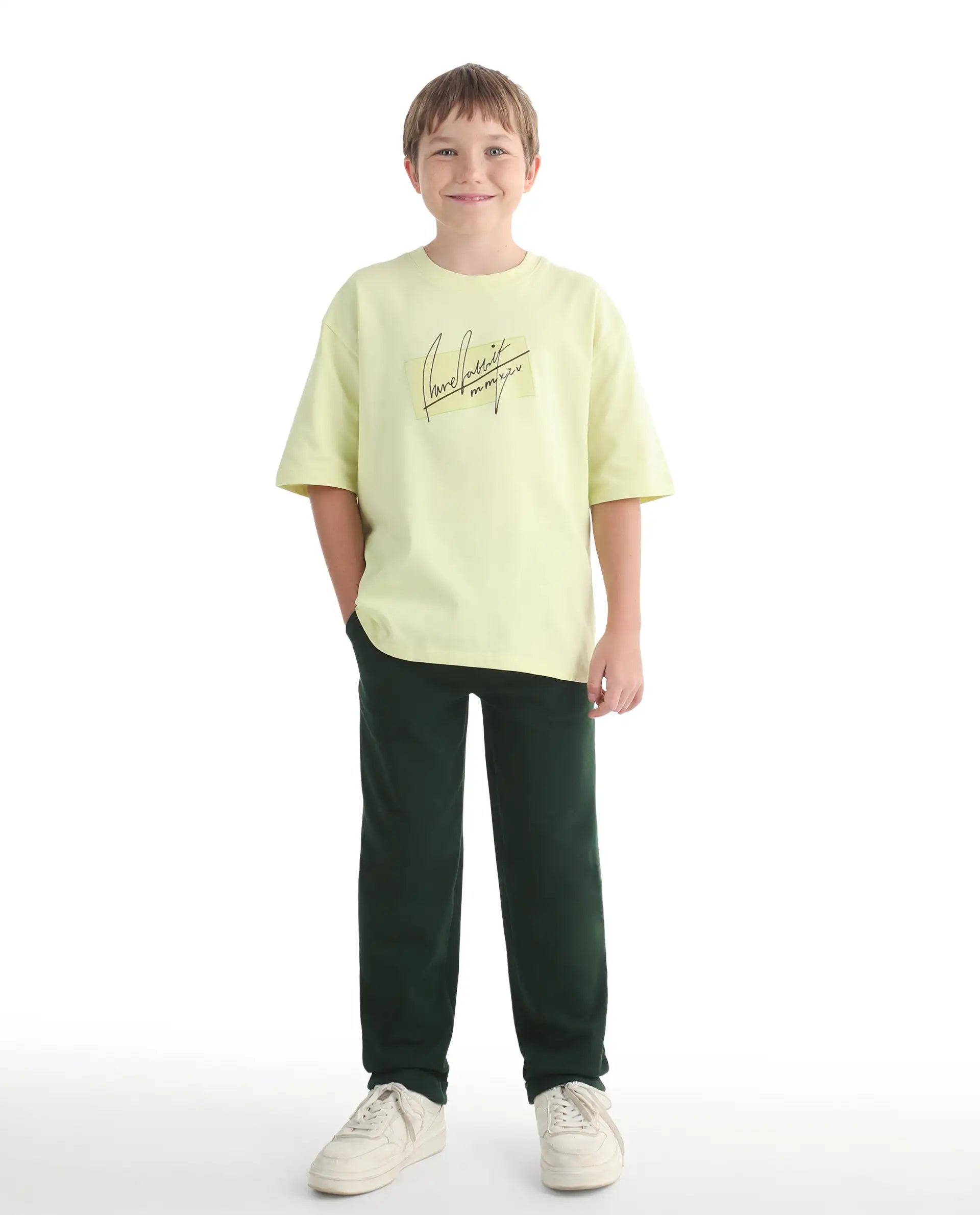 Rare Ones Kids Lofi Dark Green Cotton Fabric Button And Zipper Closure Straight Fit Trouser