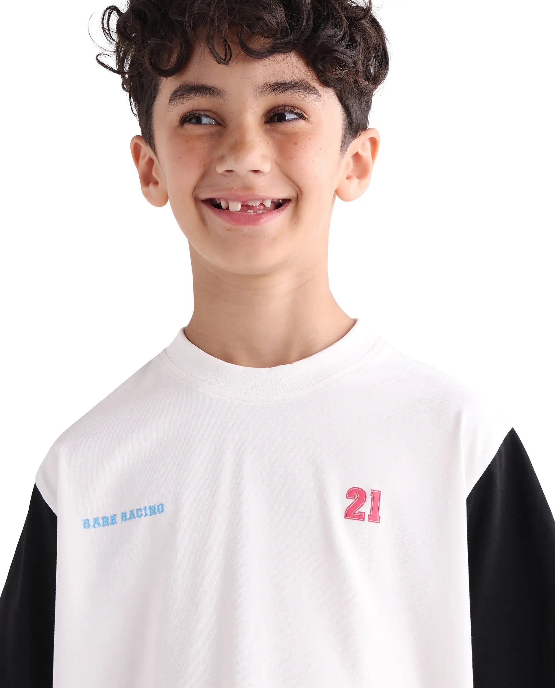 Rare Ones Kids Clerc Off White Cotton Blend Fabric Pull-On Closure Regular Fit T-Shirt