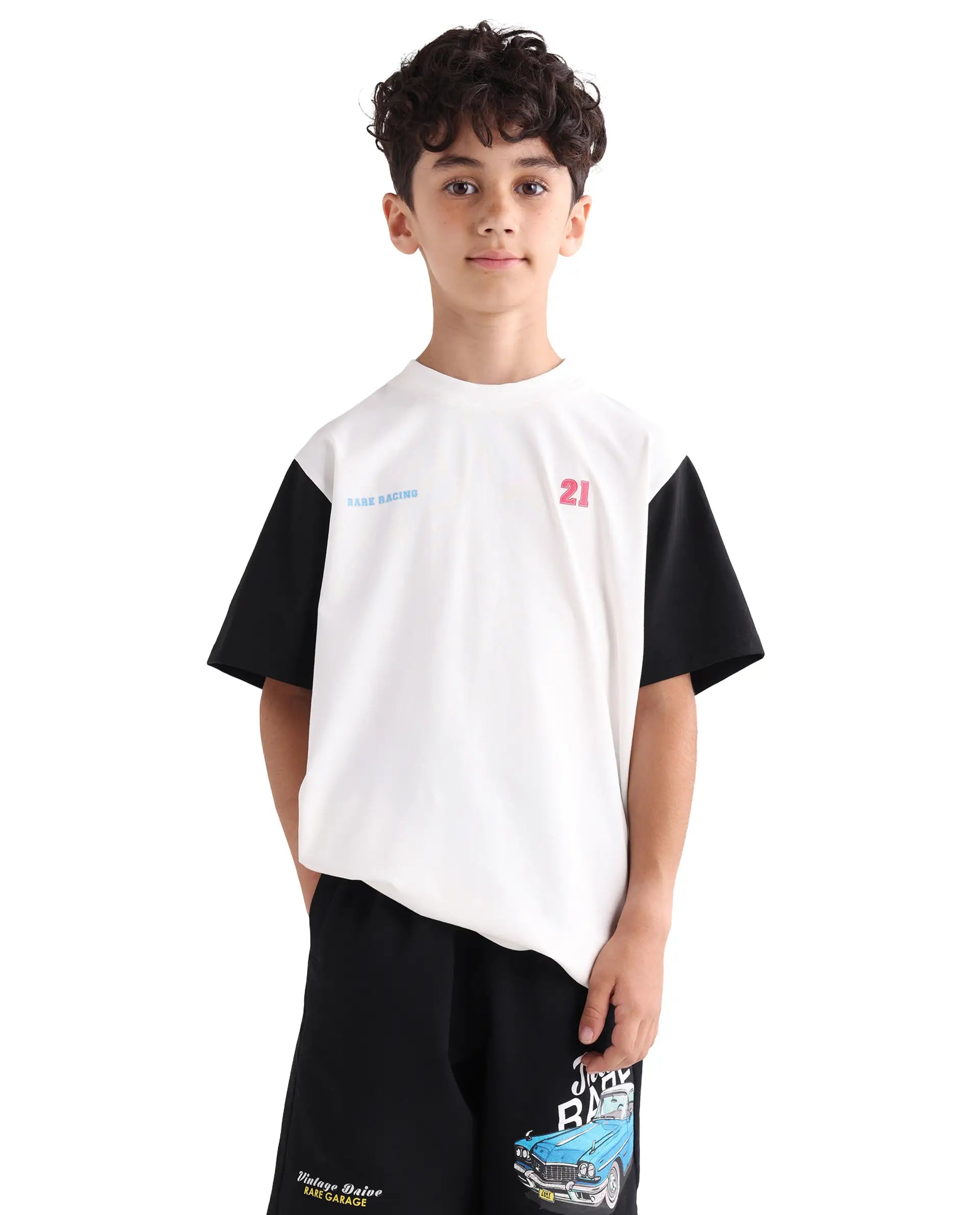 Rare Ones Kids Clerc Off White Cotton Blend Fabric Pull-On Closure Regular Fit T-Shirt