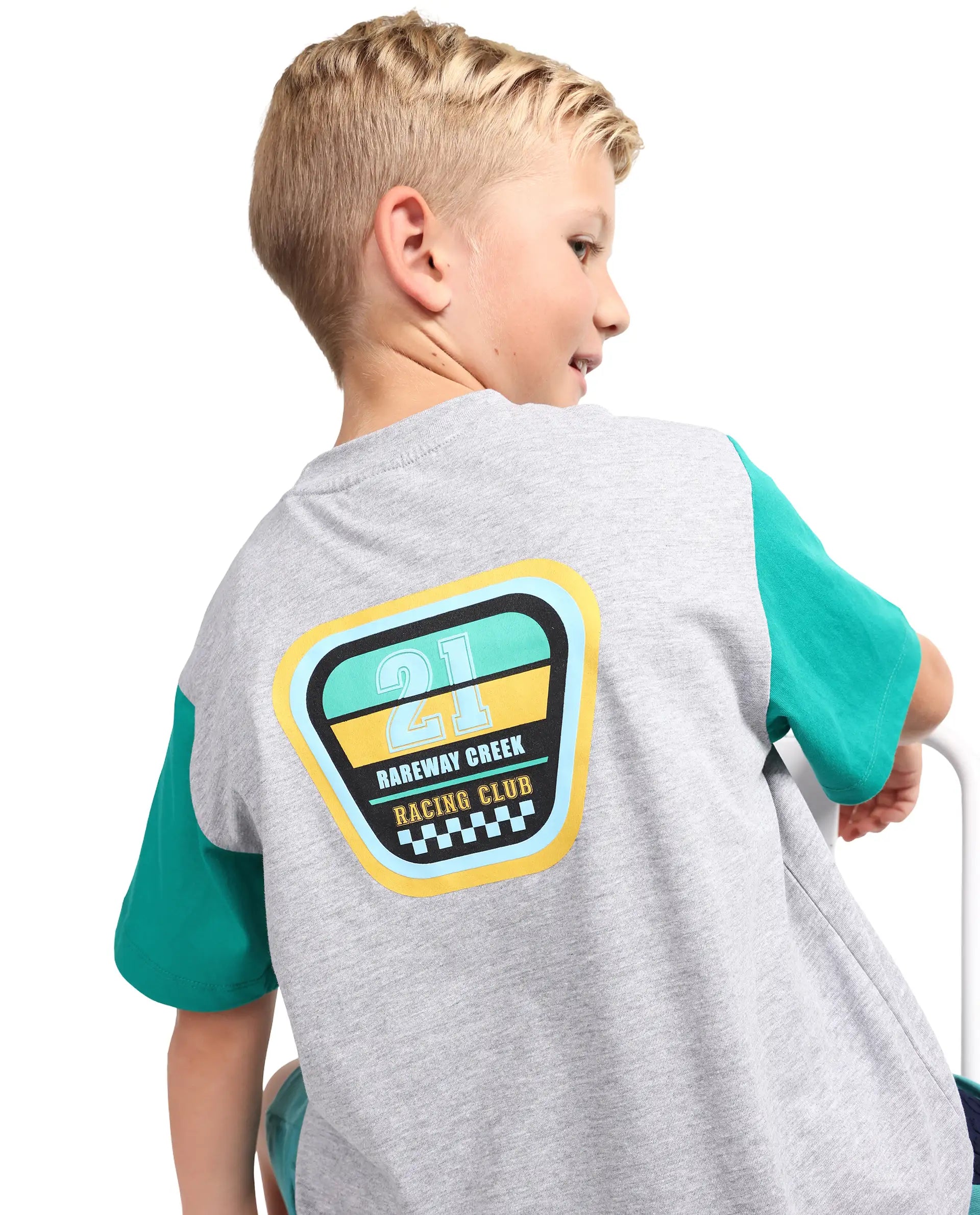 Rare Ones Kids Clerc Melange Grey Cotton Blend Fabric Pull-On Closure Regular Fit T-Shirt