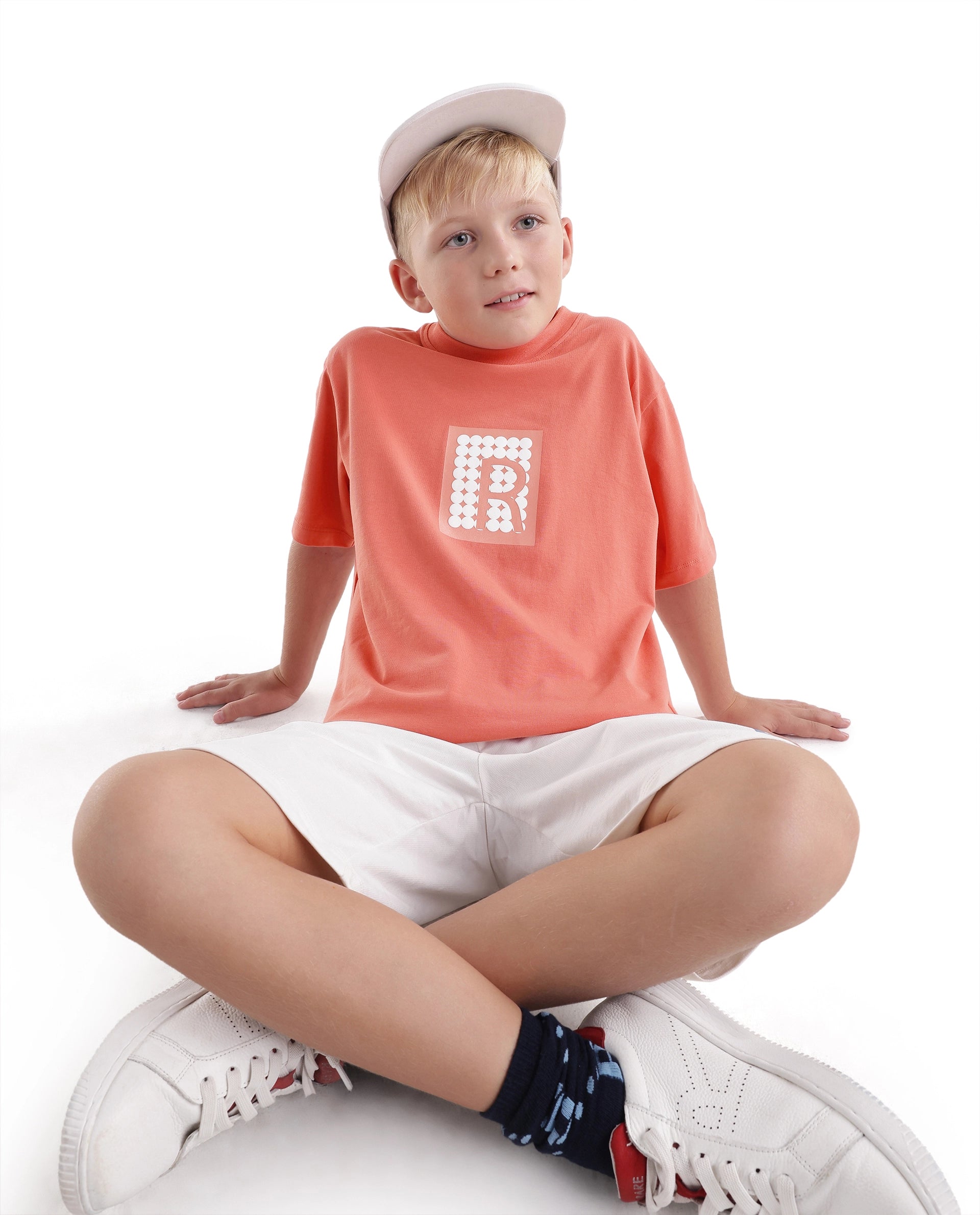 Rare Ones Kids Flan Dark Peach Cotton Blend Fabric Pull-On Closure Regular Fit T-Shirt