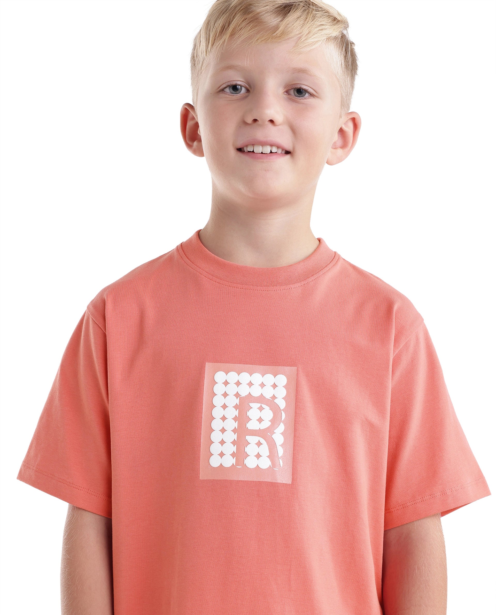 Rare Ones Kids Flan Dark Peach Cotton Blend Fabric Pull-On Closure Regular Fit T-Shirt