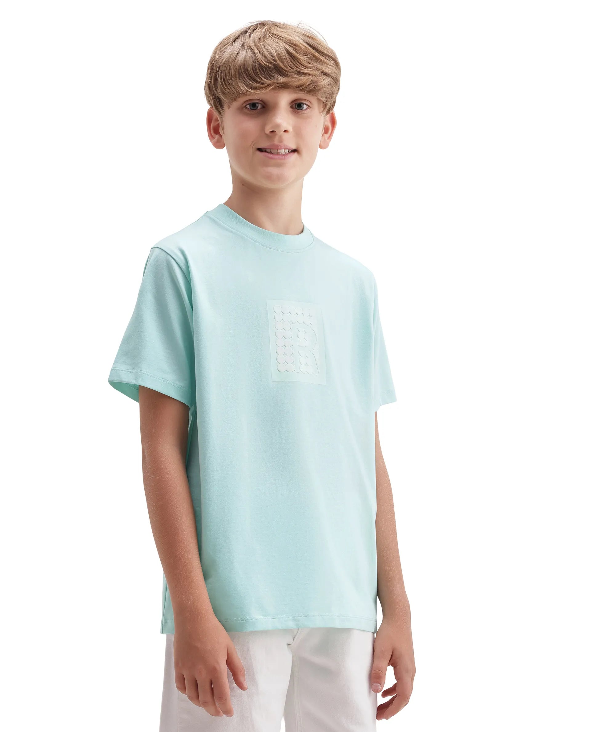 Rare Ones Kids Flan Pastel Blue Cotton Blend Fabric Pull-On Closure Regular Fit T-Shirt