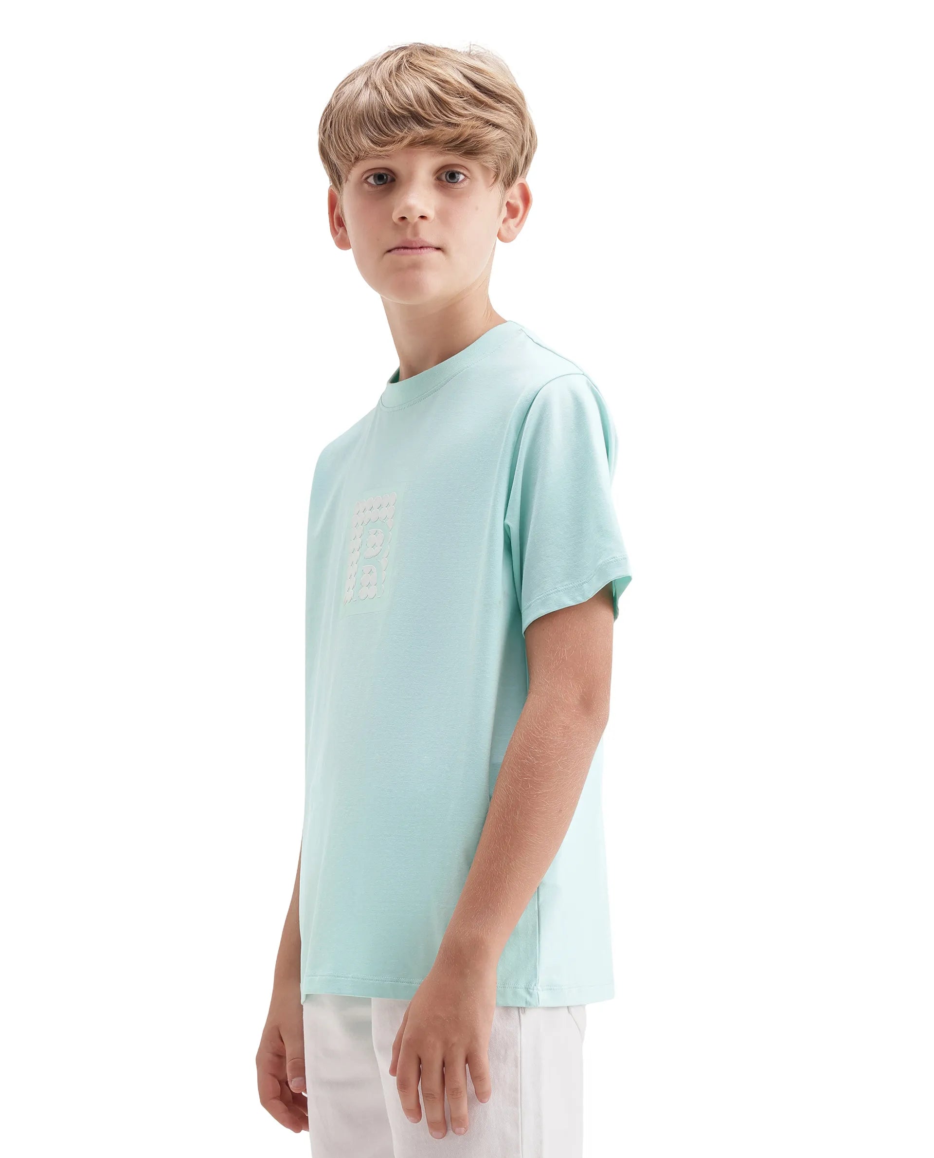 Rare Ones Kids Flan Pastel Blue Cotton Blend Fabric Pull-On Closure Regular Fit T-Shirt