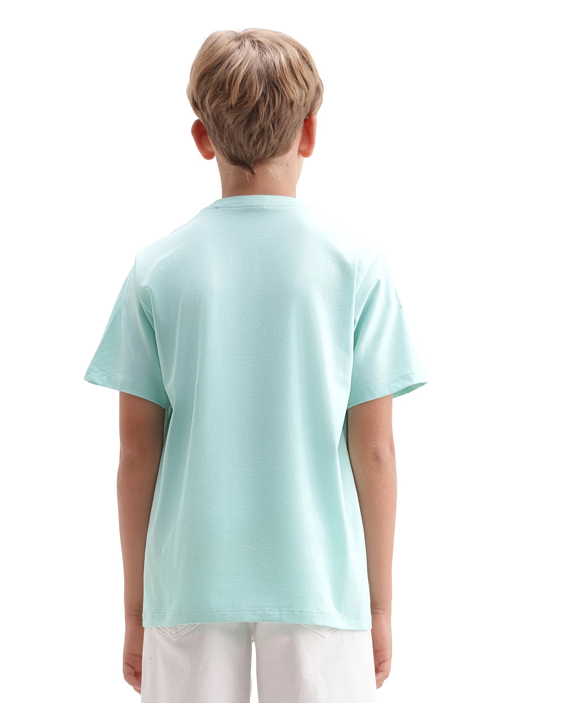 Rare Ones Kids Flan Pastel Blue Cotton Blend Fabric Pull-On Closure Regular Fit T-Shirt