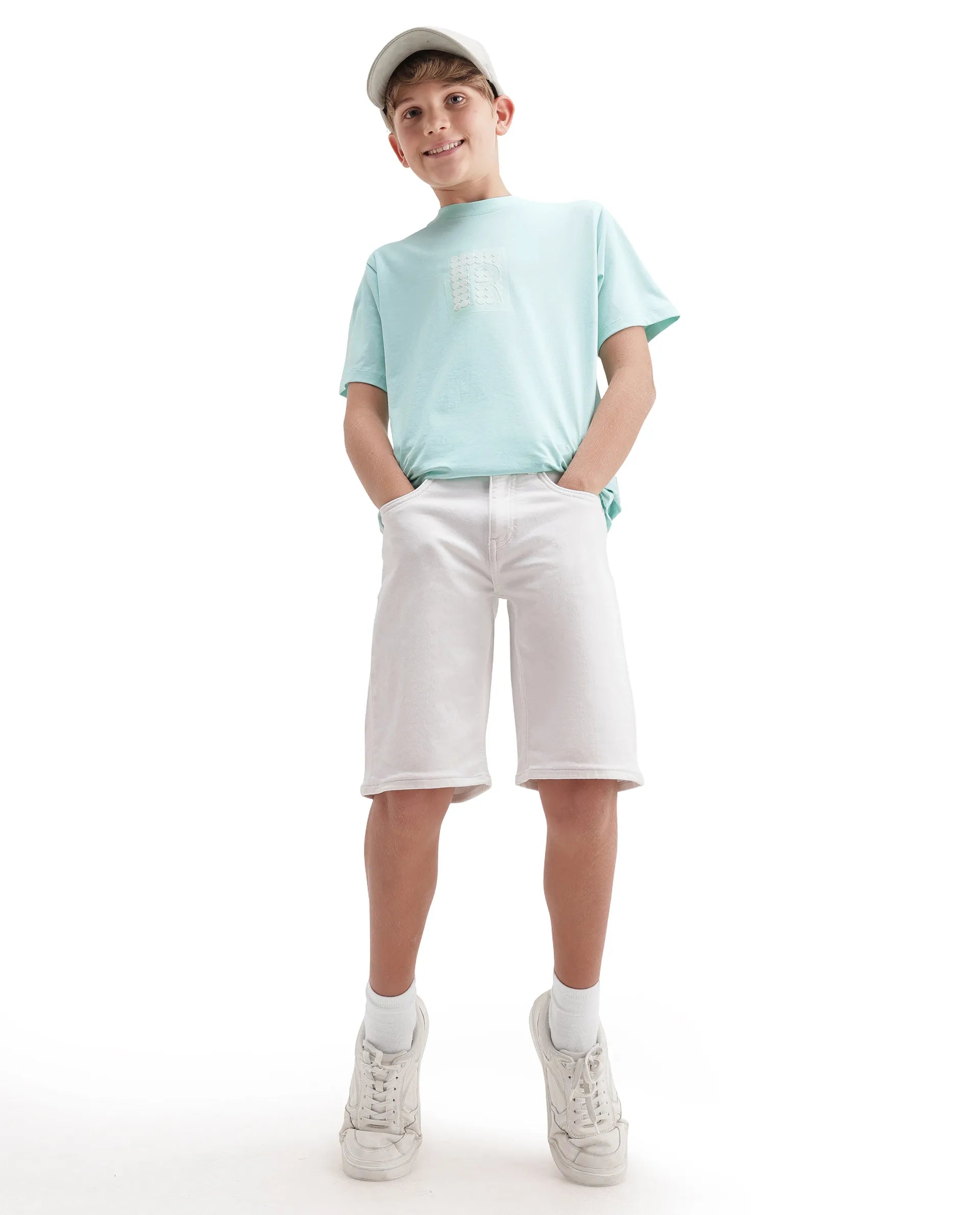 Rare Ones Kids Flan Pastel Blue Cotton Blend Fabric Pull-On Closure Regular Fit T-Shirt
