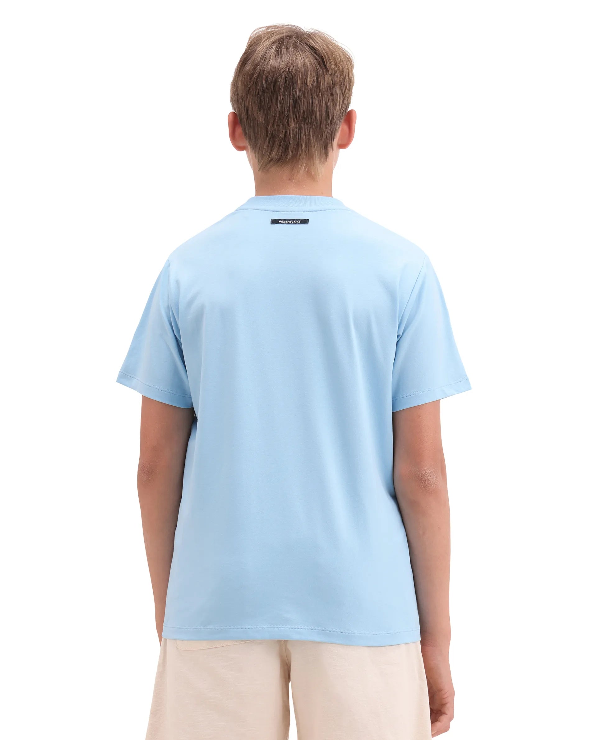 Rare Ones Kids Simp Light Blue Cotton Blend Fabric Pull-On Closure Regular Fit T-Shirt