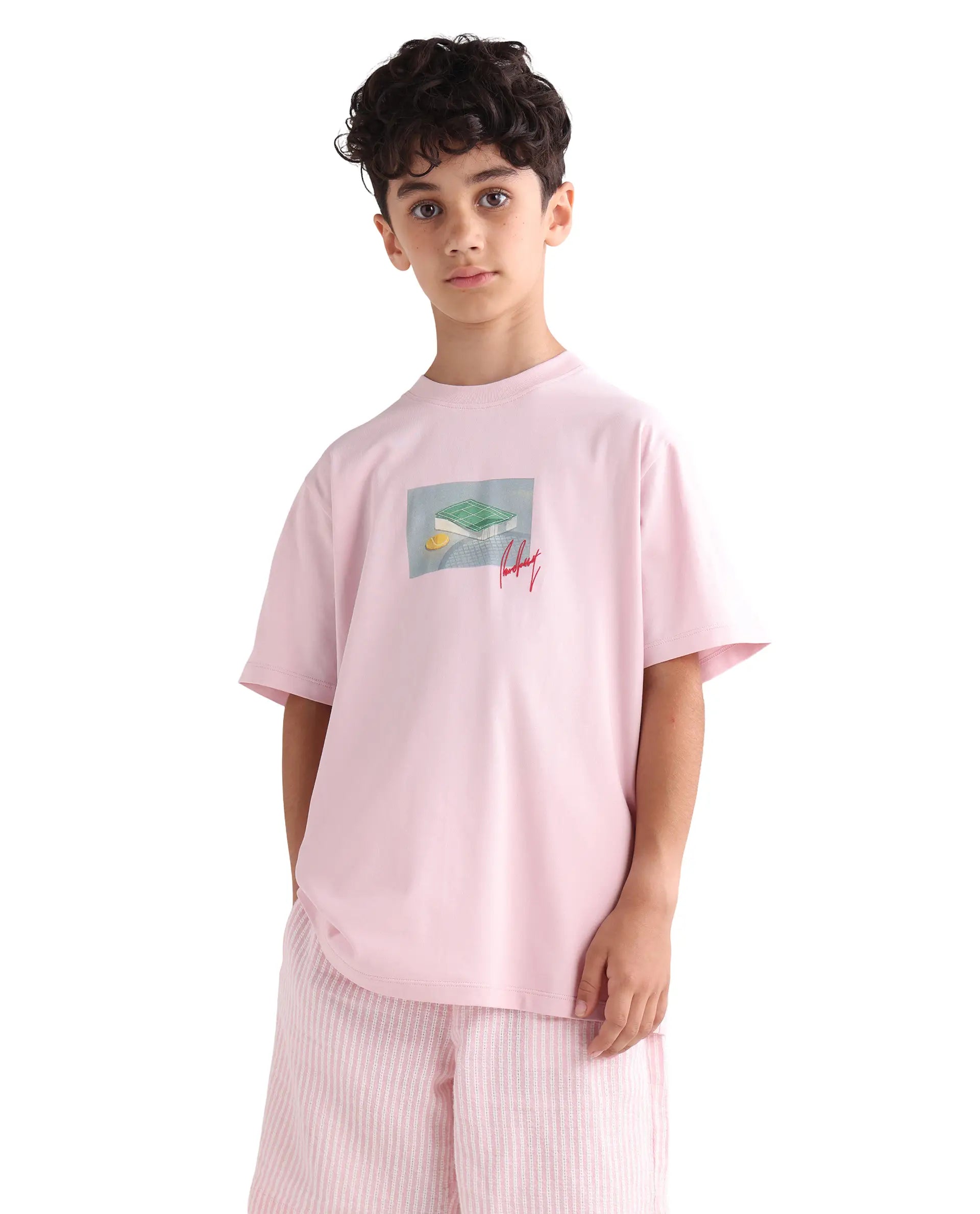 Rare Ones Kids Jacus Light Pink Cotton Blend Fabric Pull-On Closure Regular Fit T-Shirt