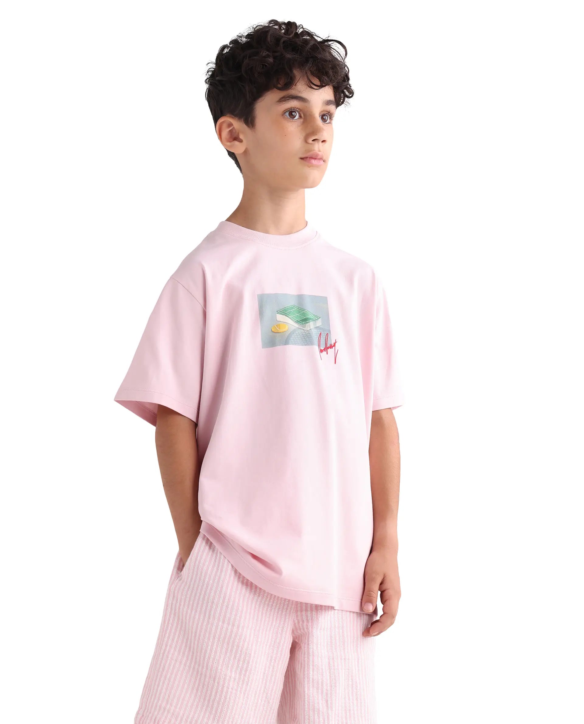 Rare Ones Kids Jacus Light Pink Cotton Blend Fabric Pull-On Closure Regular Fit T-Shirt