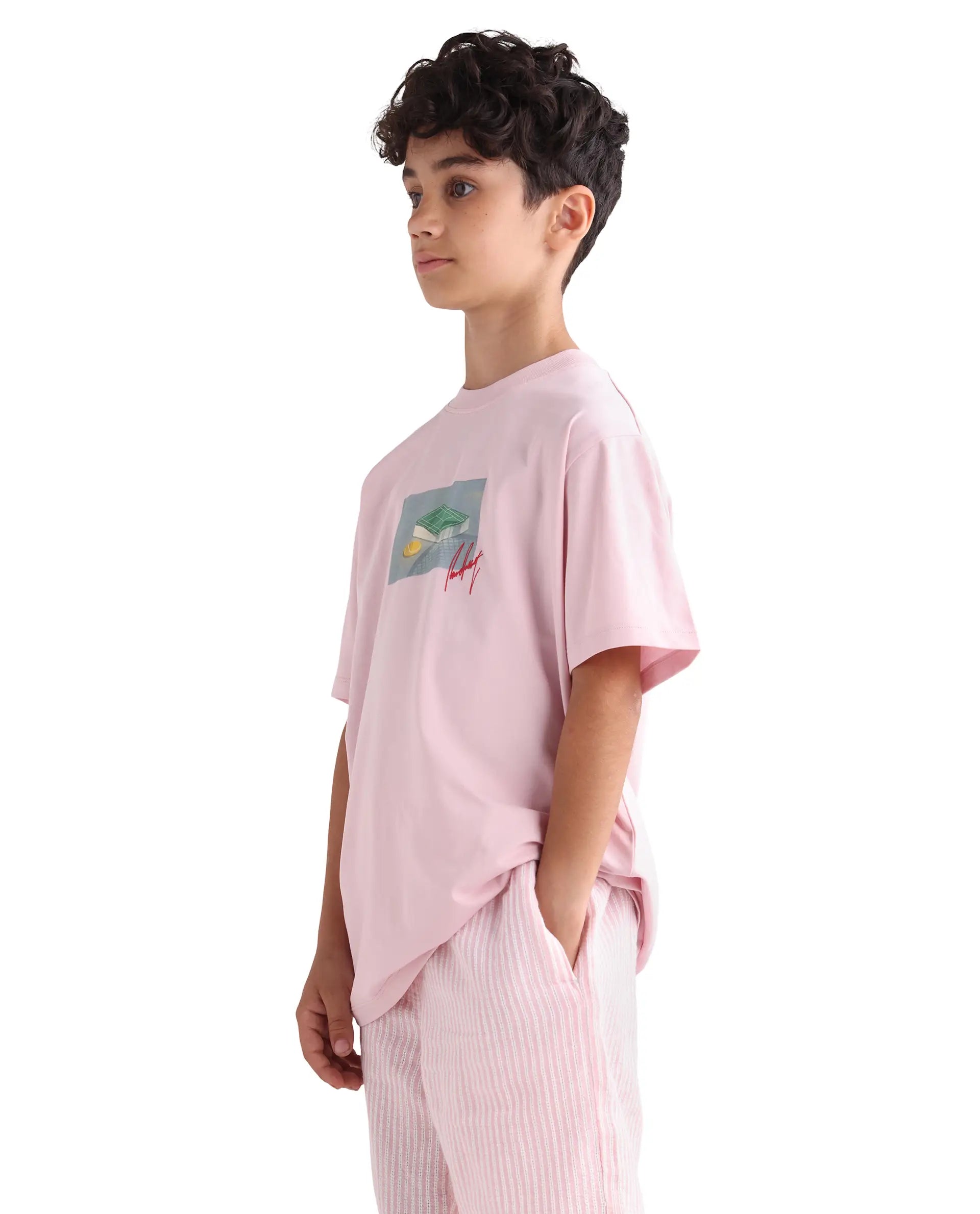 Rare Ones Kids Jacus Light Pink Cotton Blend Fabric Pull-On Closure Regular Fit T-Shirt