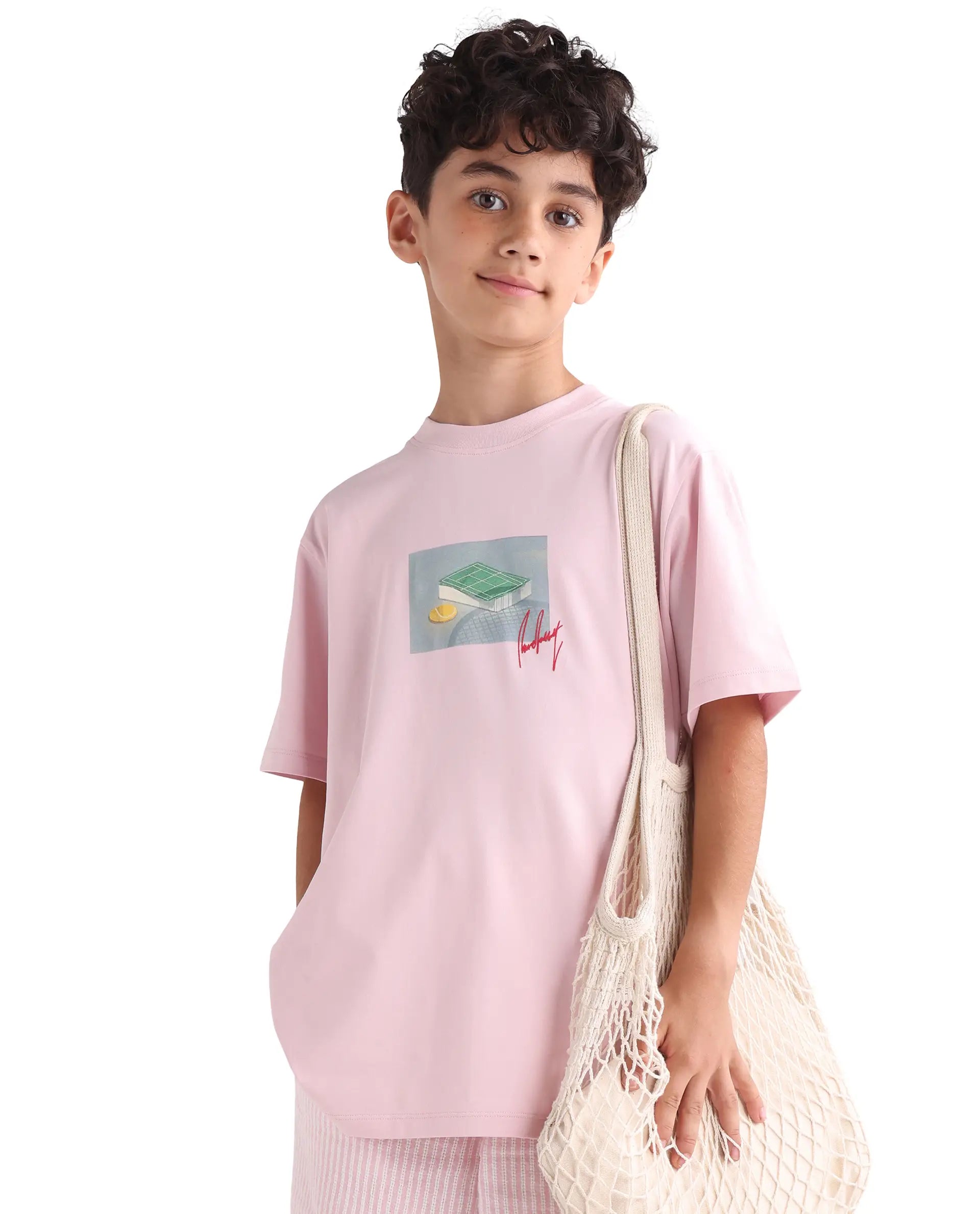 Rare Ones Kids Jacus Light Pink Cotton Blend Fabric Pull-On Closure Regular Fit T-Shirt