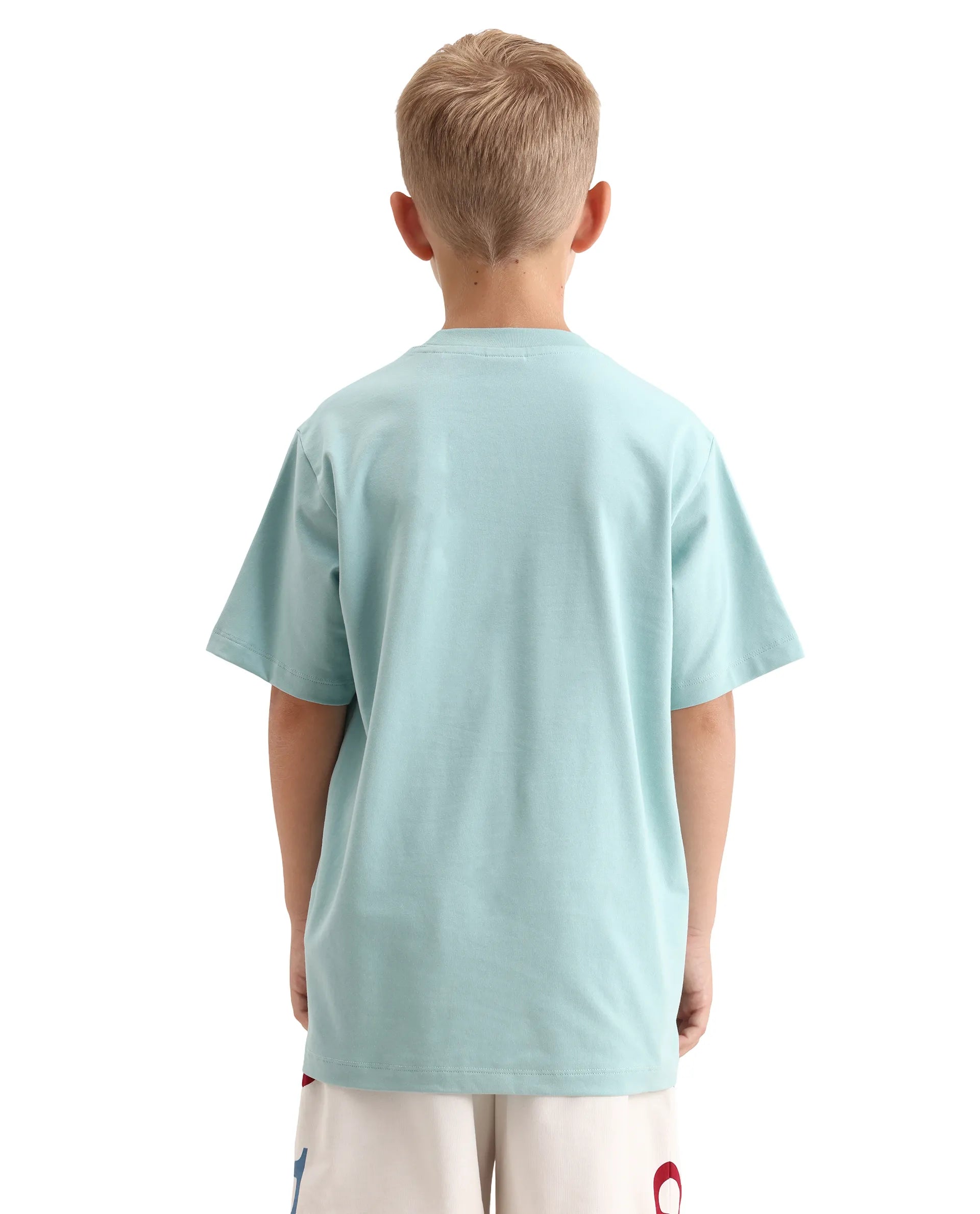 Rare Ones Kids Citz-26 Dusky Blue Cotton Blend Fabric Pull-On Closure Regular Fit T-Shirt