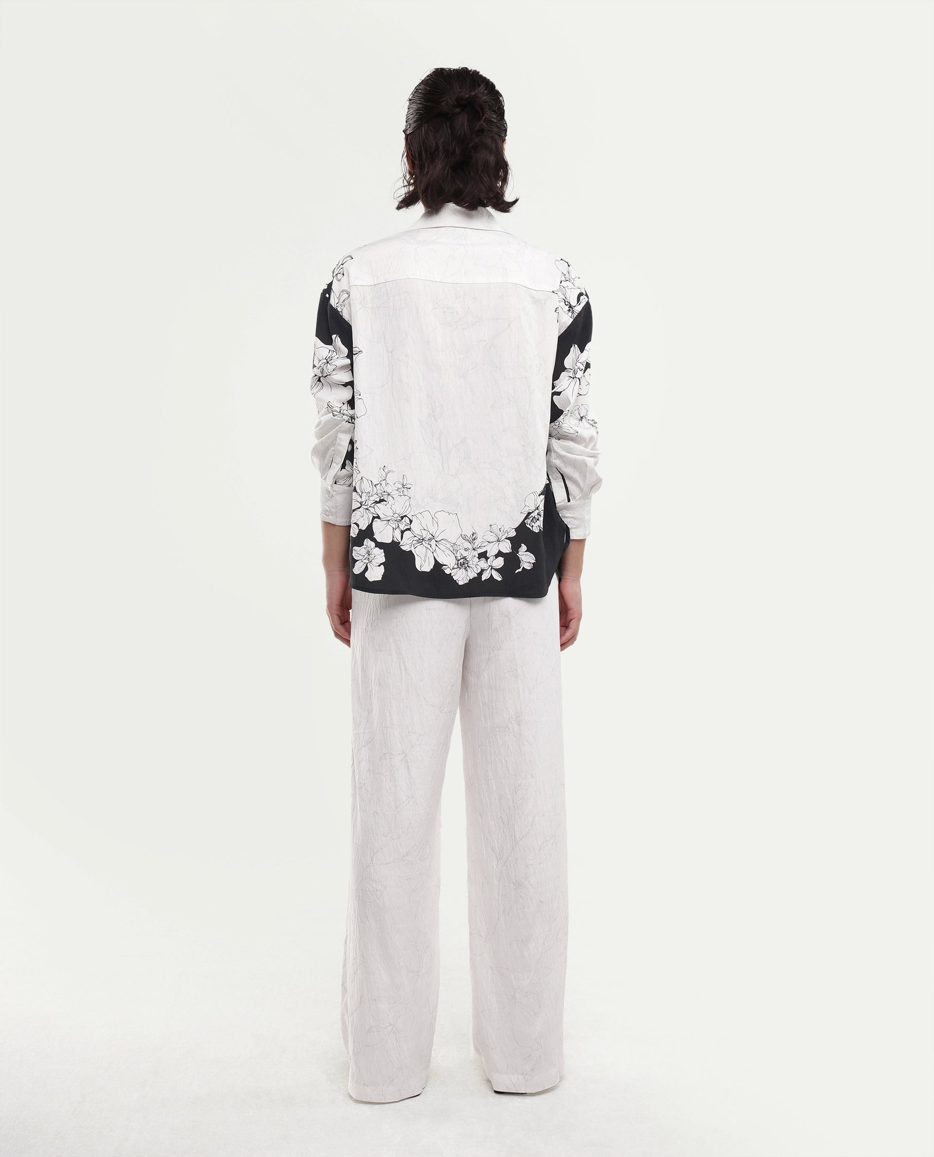 Rareism Women's Camiya-B White Viscose Blend Wide Printed Trouser