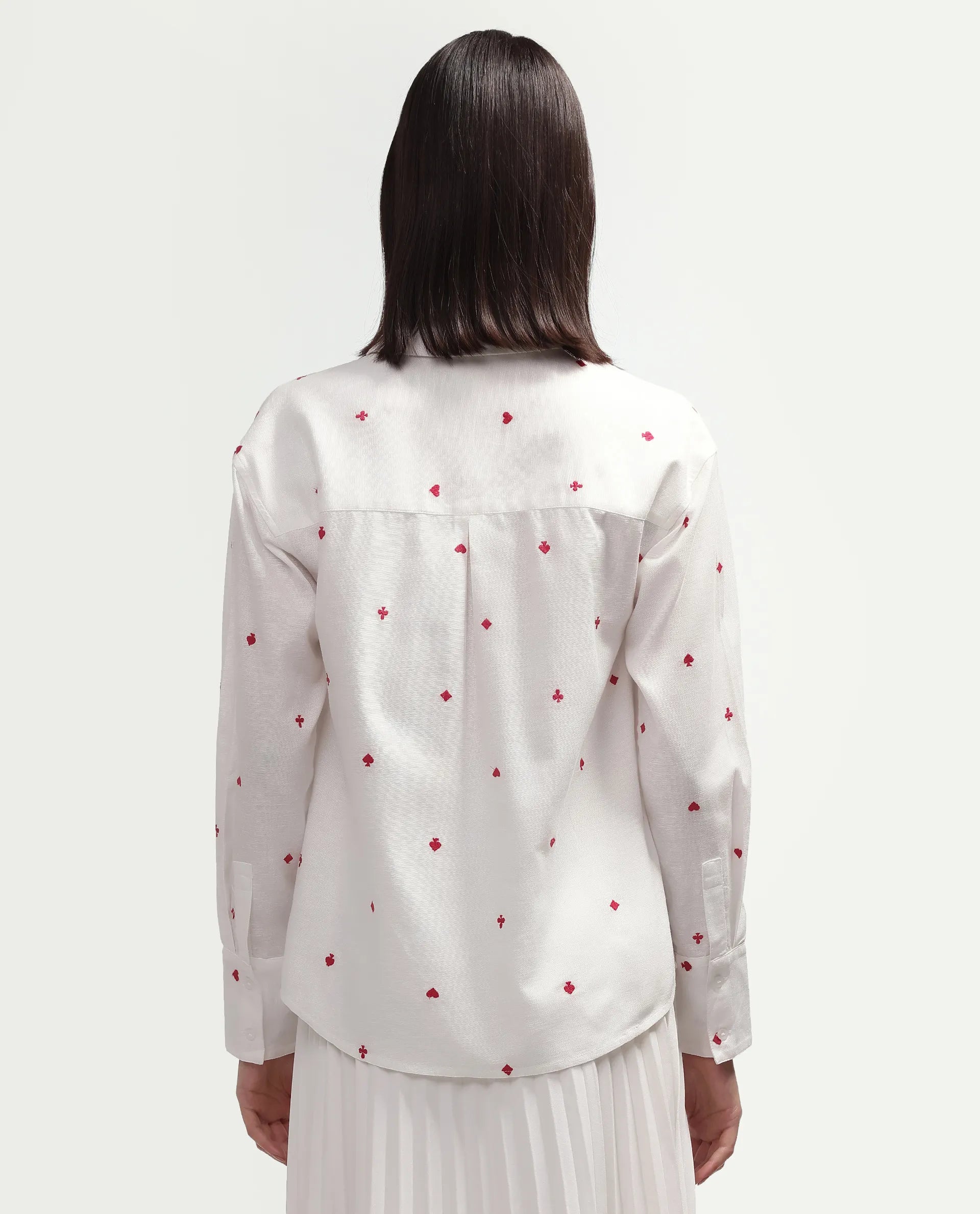 Rareism Women's Melox Off White Cotton Full Sleeve Spread Collar Relaxed Plain Shirt