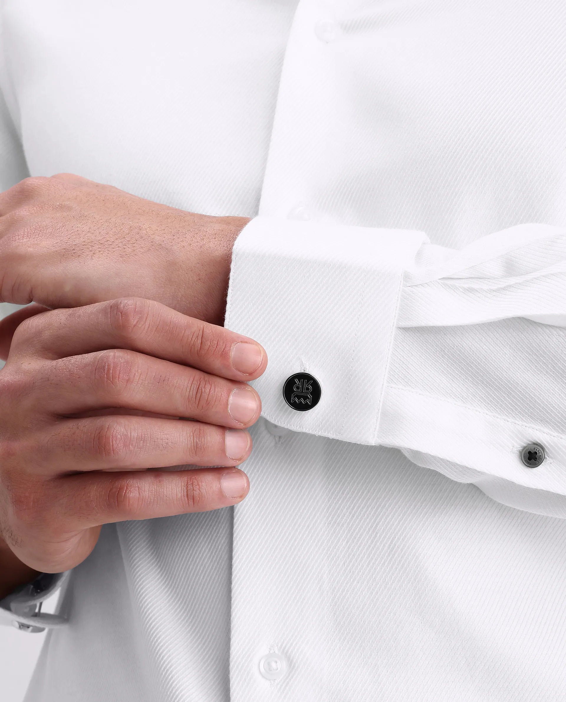 Rare Rabbit Men's Civo White Cotton Fabric Full Sleeve Spread Collar Button Regular Plain Shirt