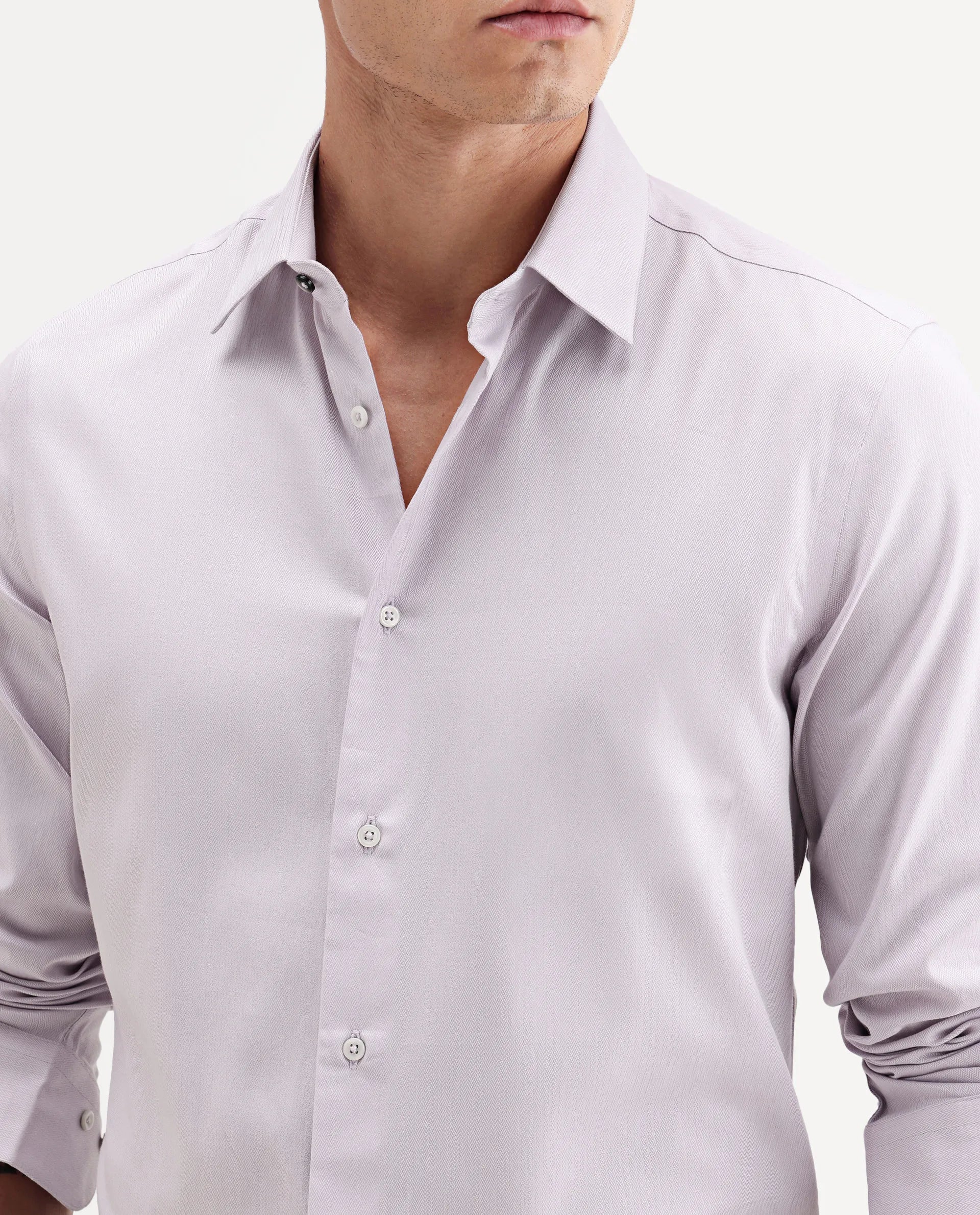Rare Rabbit Men's Giro Light Purple Cotton Full Sleeve Spread Collar Regular Fit Plain Shirt