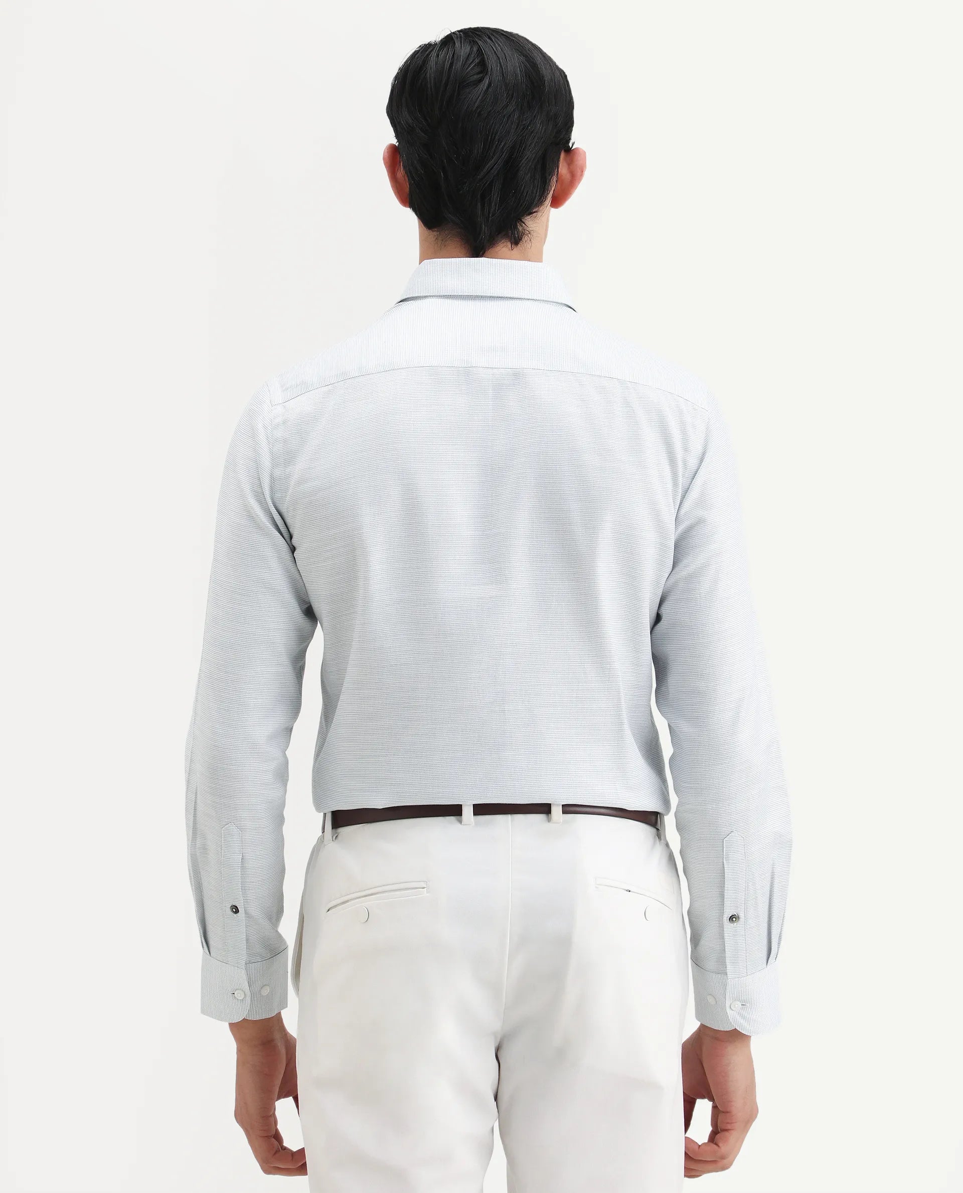 Rare Rabbit Men's Reef Light Green Cotton Fabric Full Sleeve Spread Collar Button Regular Plain Shirt