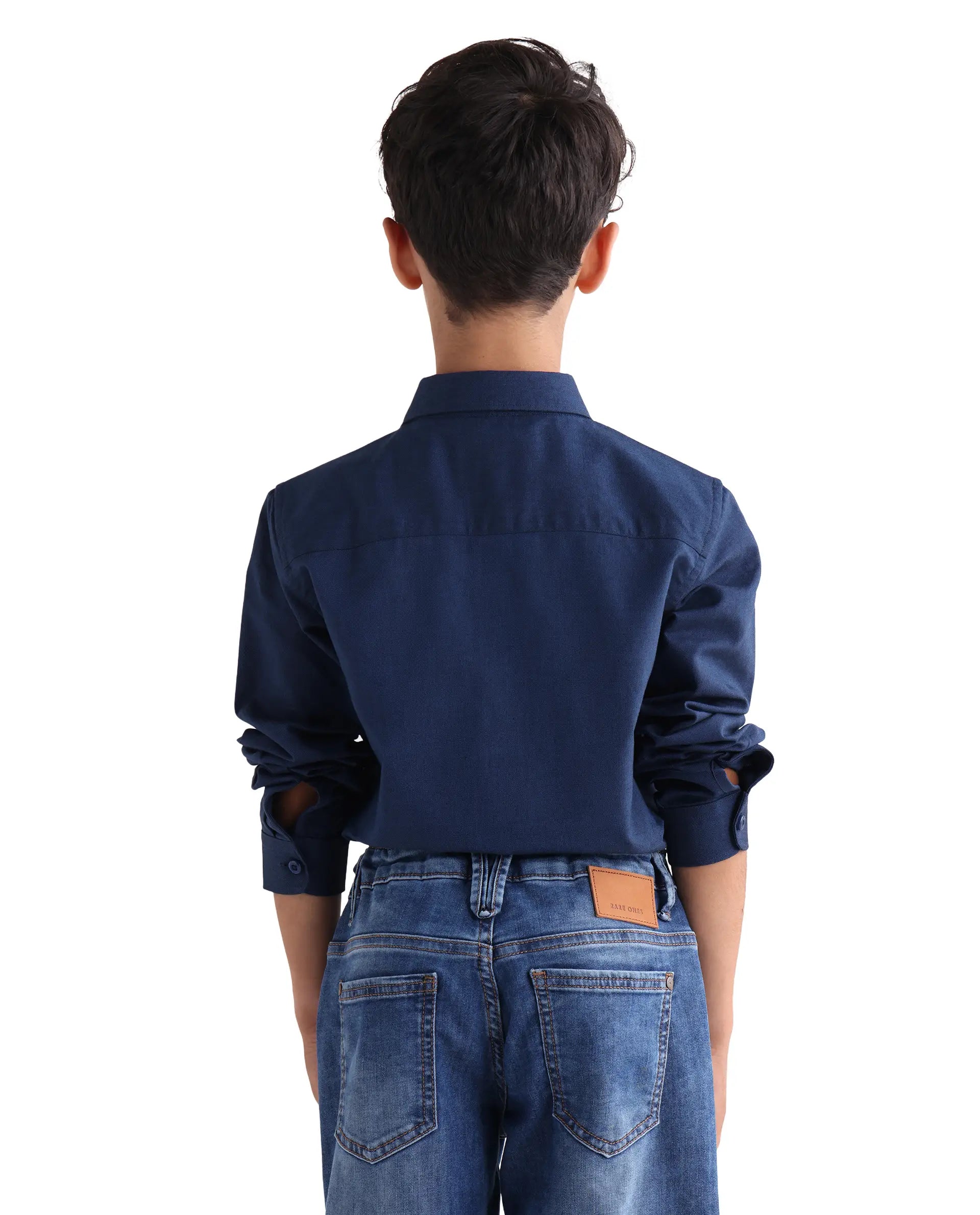 Rare Ones Kids Jacos-26 Blue Cotton Button Closure Regular Fit Shirt