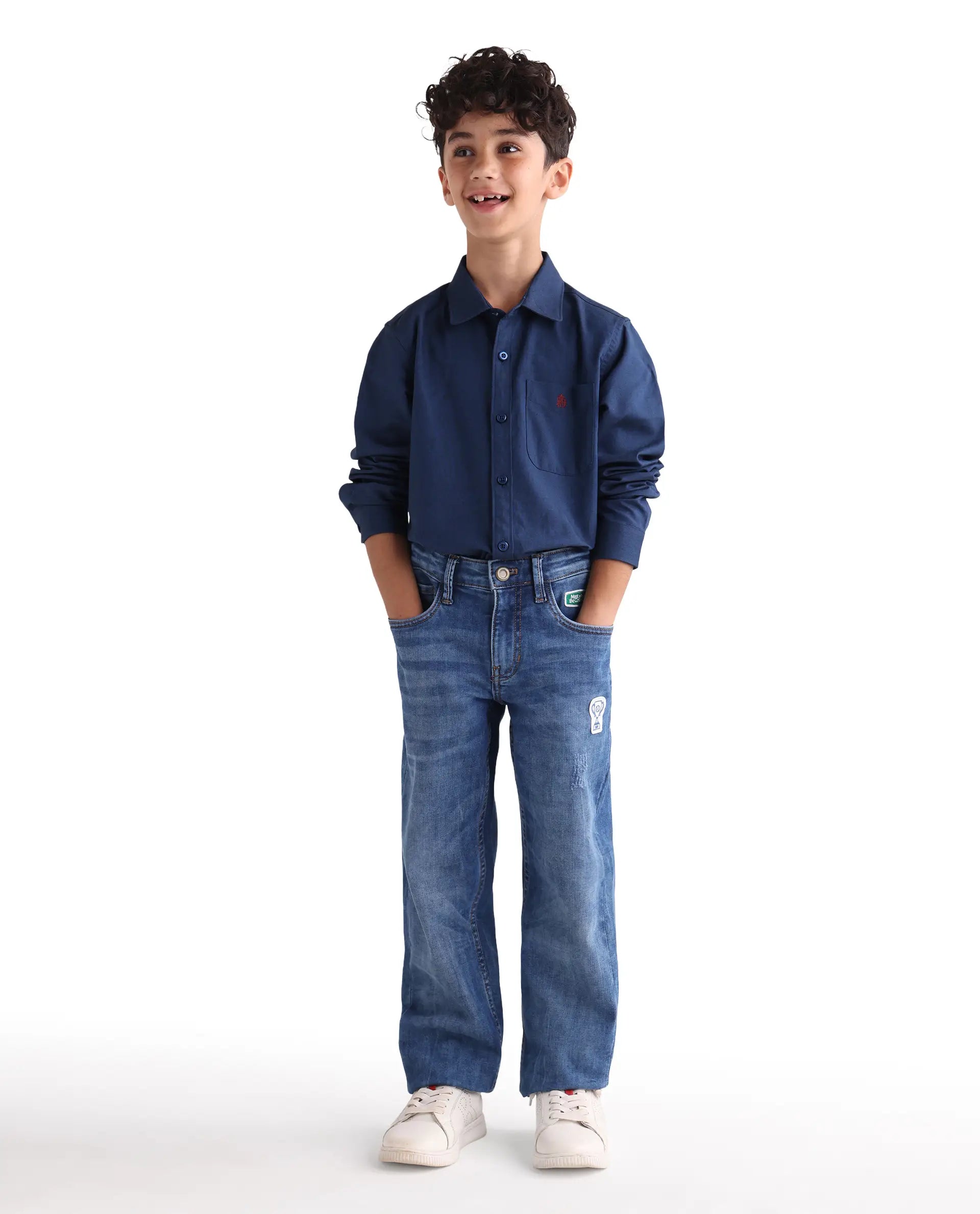 Rare Ones Kids Jacos-26 Blue Cotton Button Closure Regular Fit Shirt