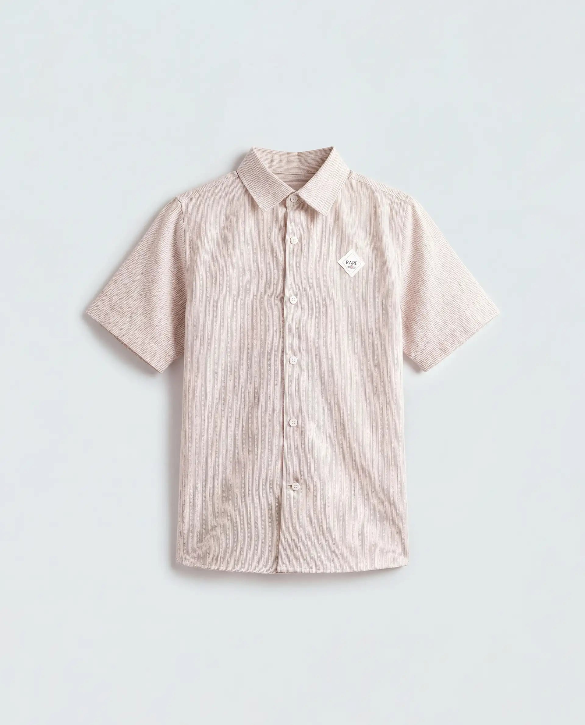 Rare Ones Kids Nobil Light Beige Linen Blend Button Closure Regular Fit Shirt