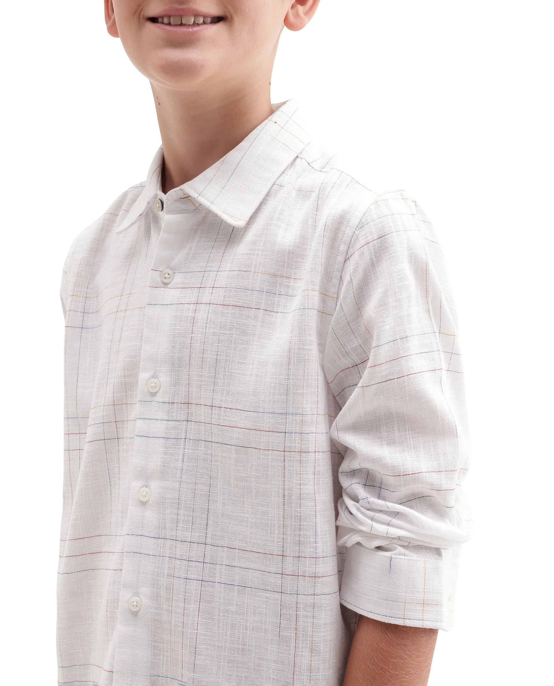 Rare Ones Kids Volc Off White Cotton Blend Button Closure Regular Fit Shirt