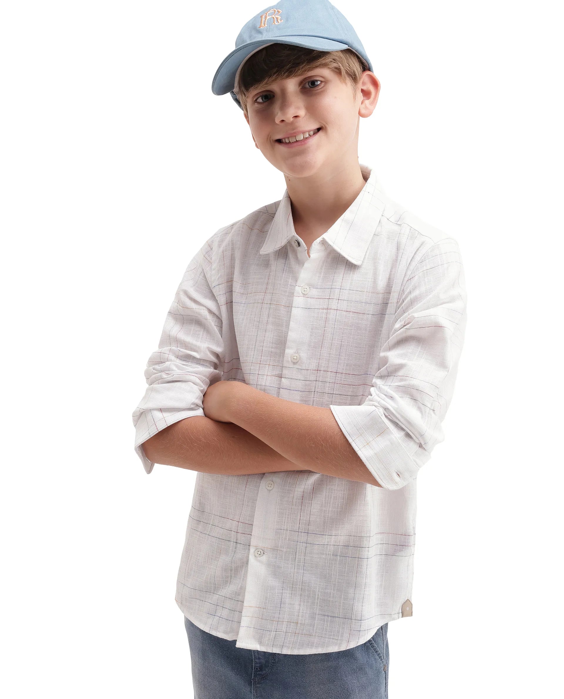 Rare Ones Kids Volc Off White Cotton Blend Button Closure Regular Fit Shirt