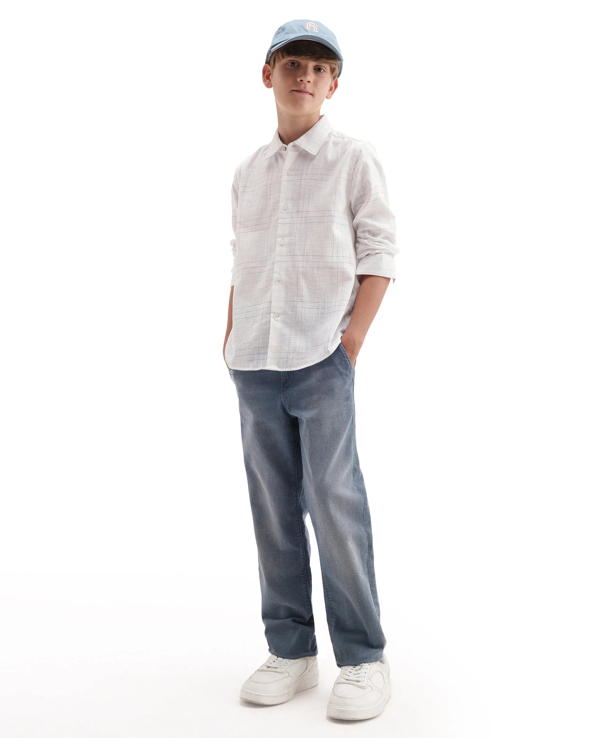 Rare Ones Kids Volc Off White Cotton Blend Button Closure Regular Fit Shirt